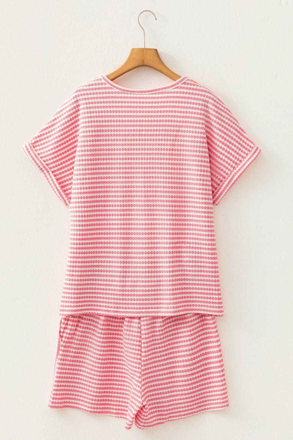 Stripe Textured Knit Top & Short Set - Rooted & Reckless Co.