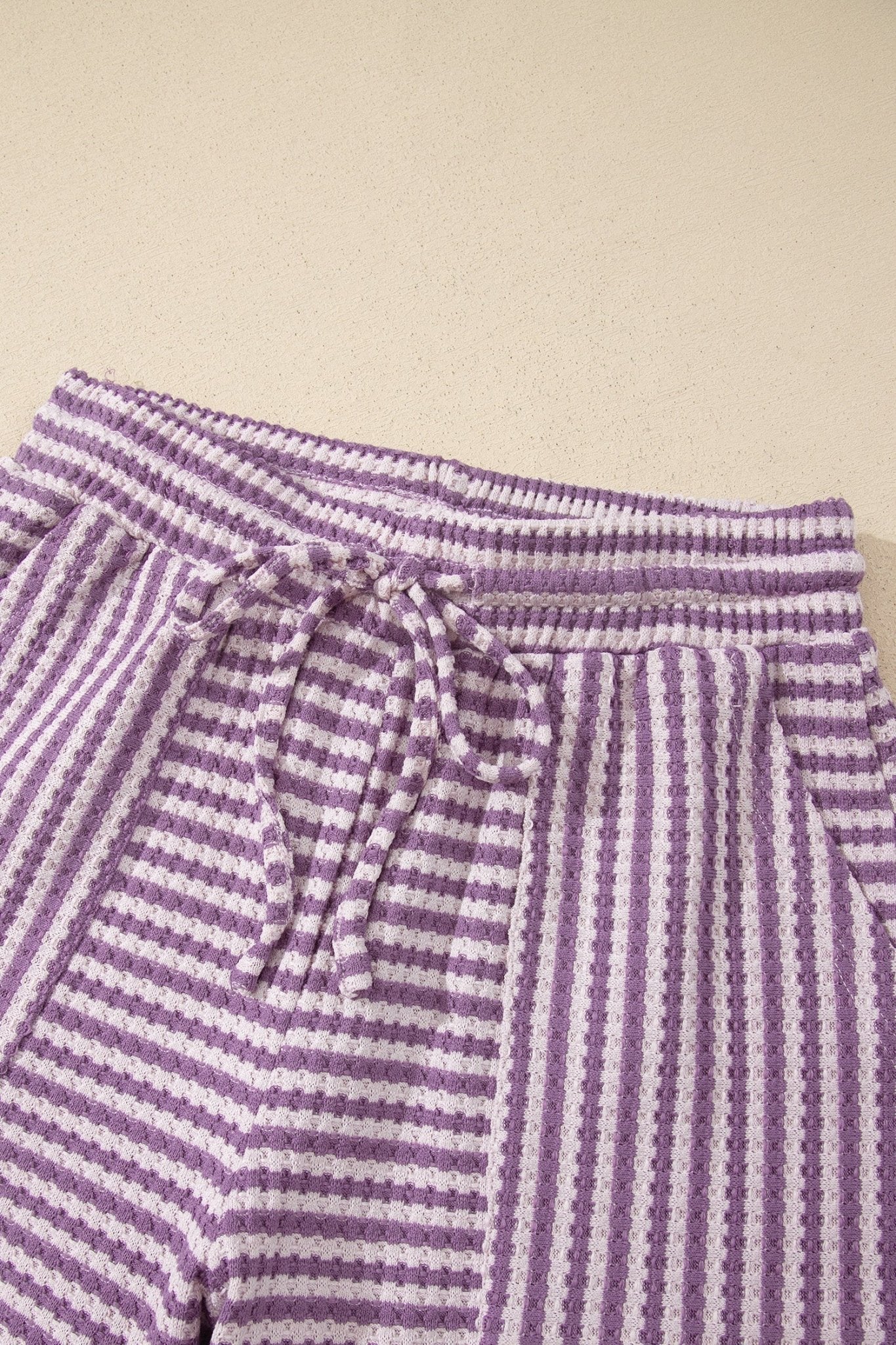 Stripe Textured Knit Top & Short Set - Rooted & Reckless Co.