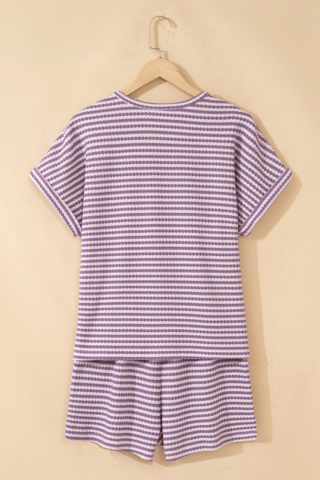 Stripe Textured Knit Top & Short Set - Rooted & Reckless Co.