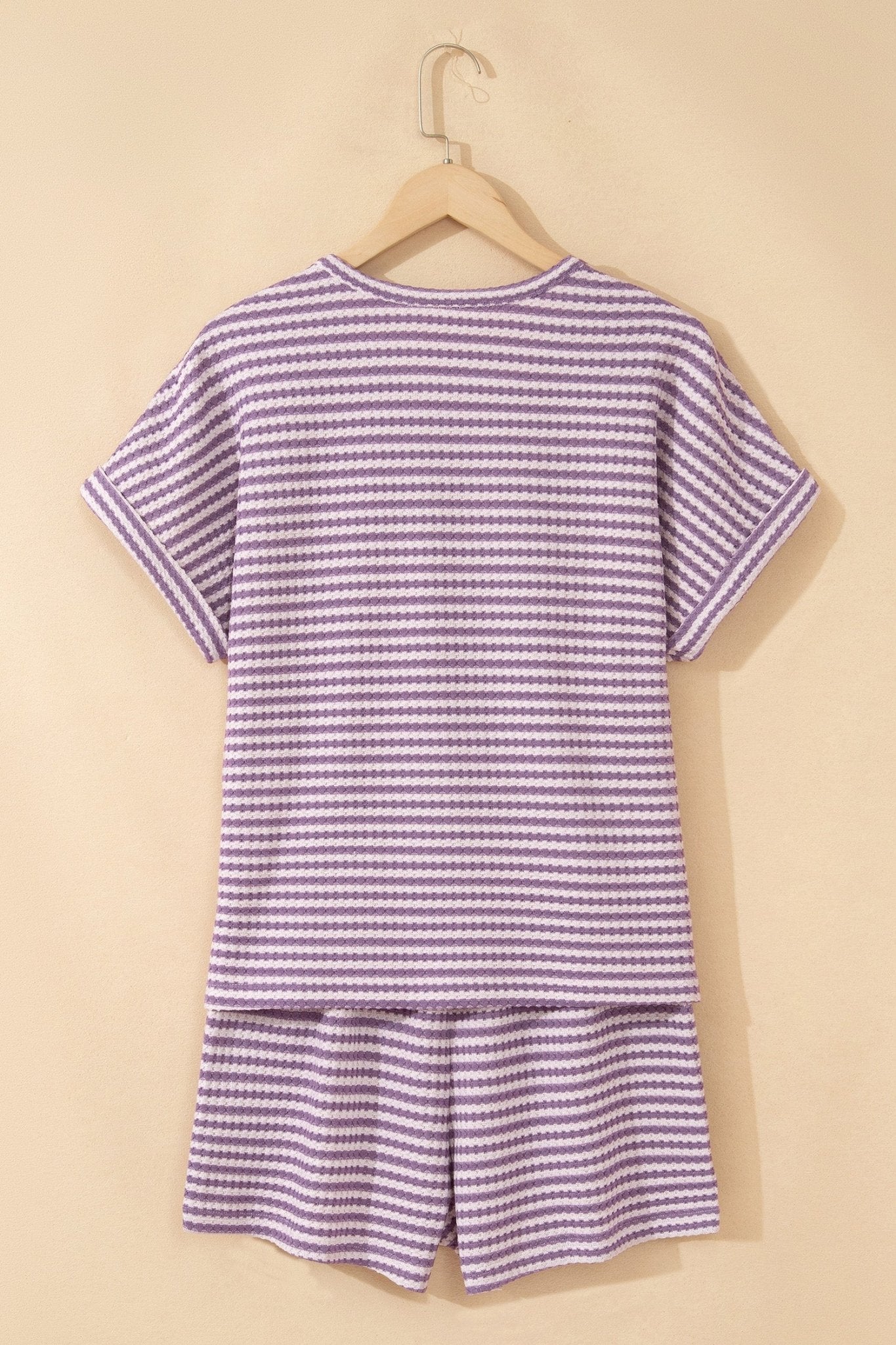 Stripe Textured Knit Top & Short Set - Rooted & Reckless Co.