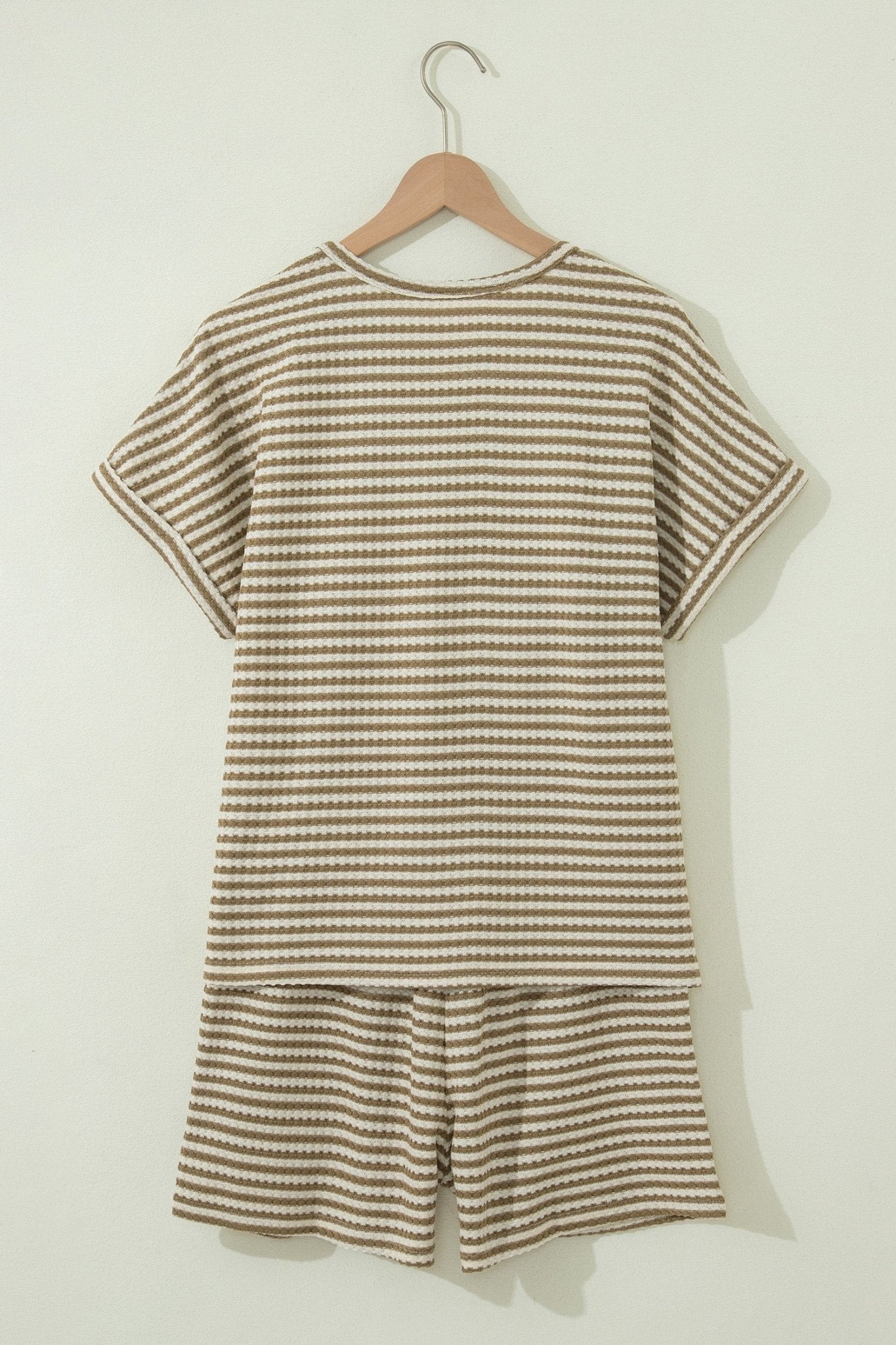 Stripe Textured Knit Top & Shorts Set - Rooted & Reckless Co.