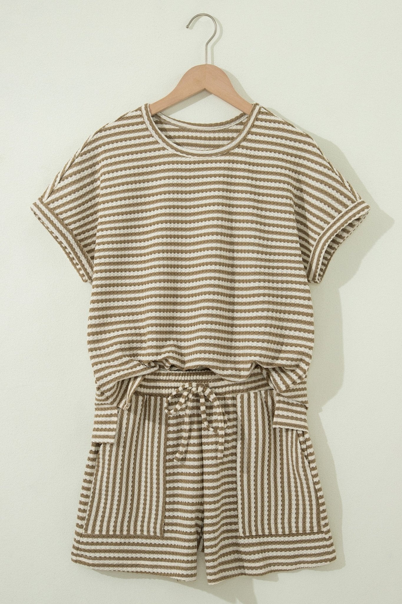 Stripe Textured Knit Top & Shorts Set - Rooted & Reckless Co.