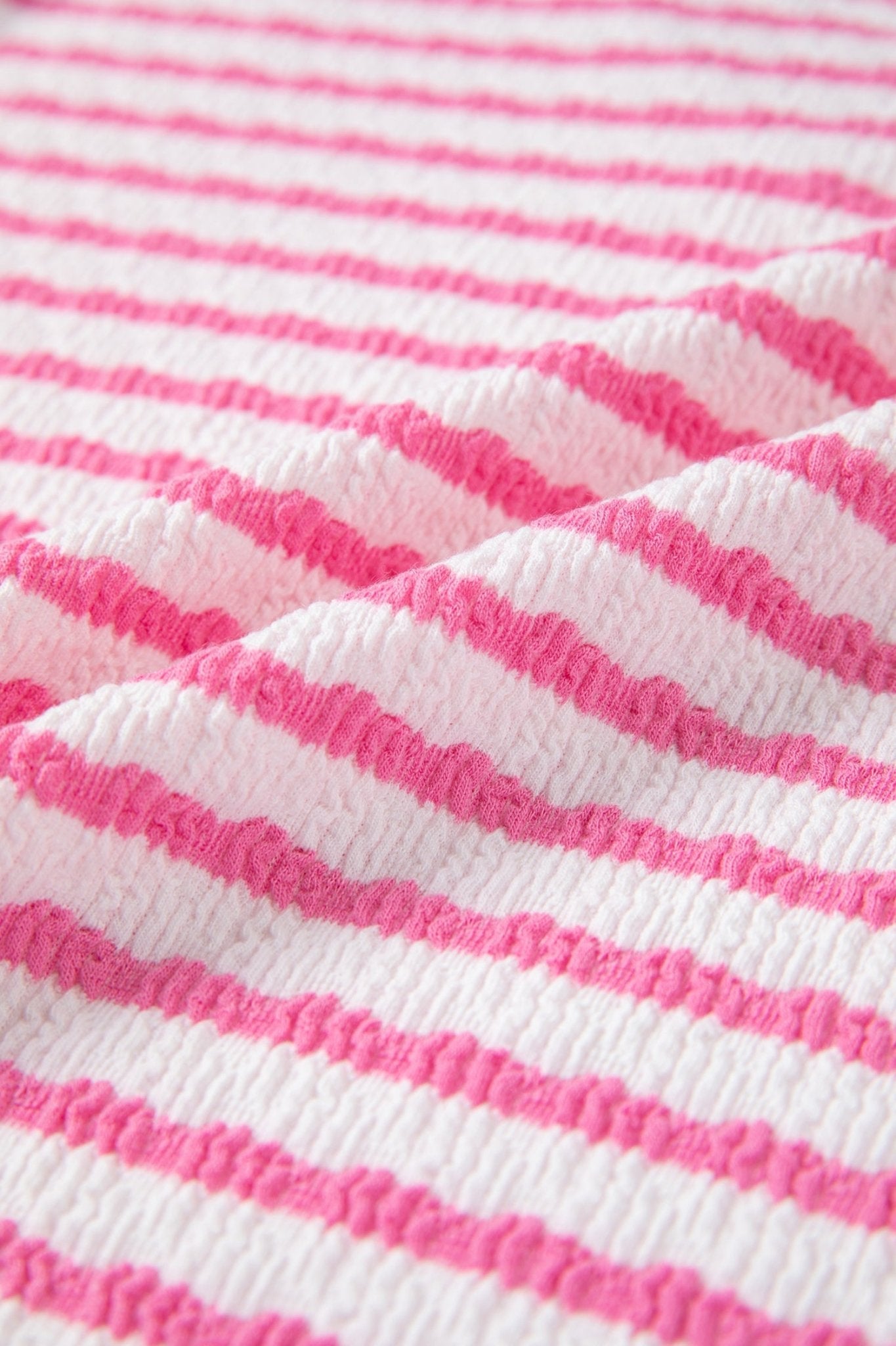 Stripe Textured Knit V-Neck Short Sleeve Top - Rooted & Reckless Co.
