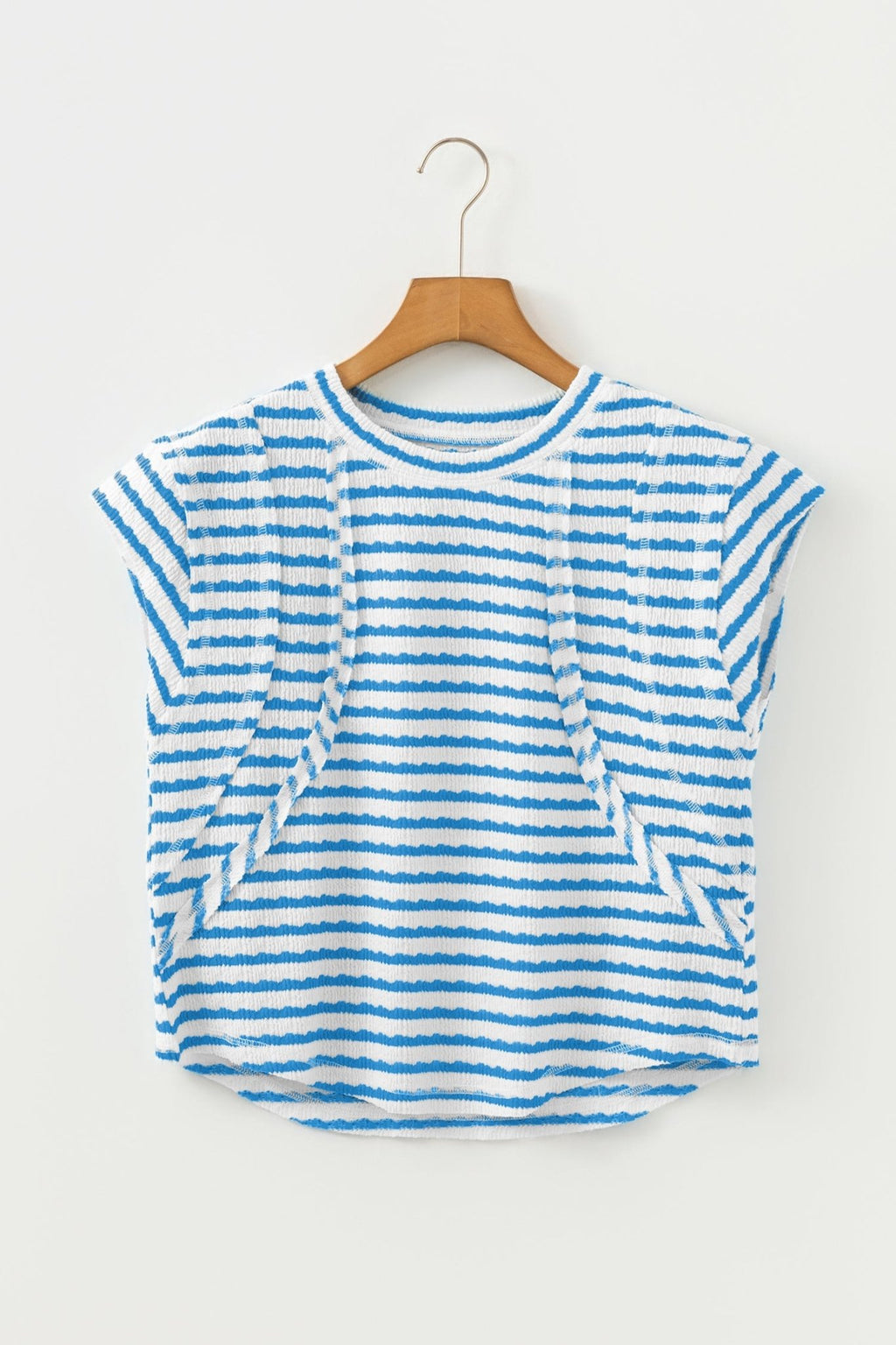 Stripe Textured Patchwork Short Sleeve T-Shirt - Rooted & Reckless Co.