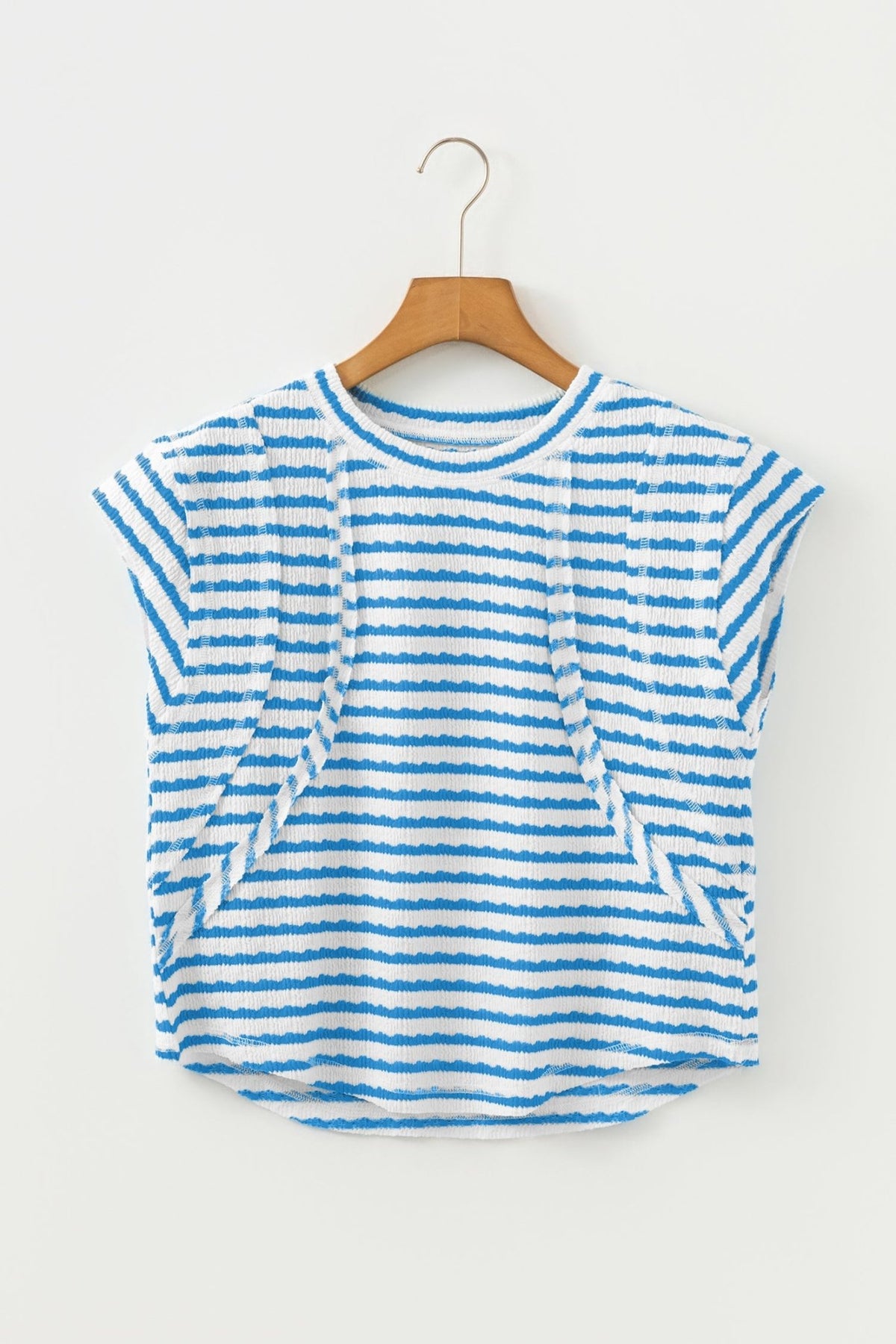 Stripe Textured Patchwork Short Sleeve T-Shirt - Rooted & Reckless Co.