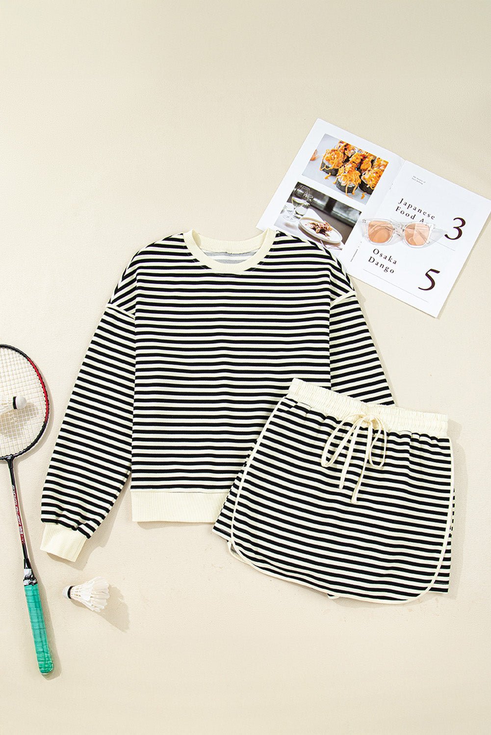 Stripe Textured Pullover Top and Mini Skirt Set - Rooted & Reckless Co.