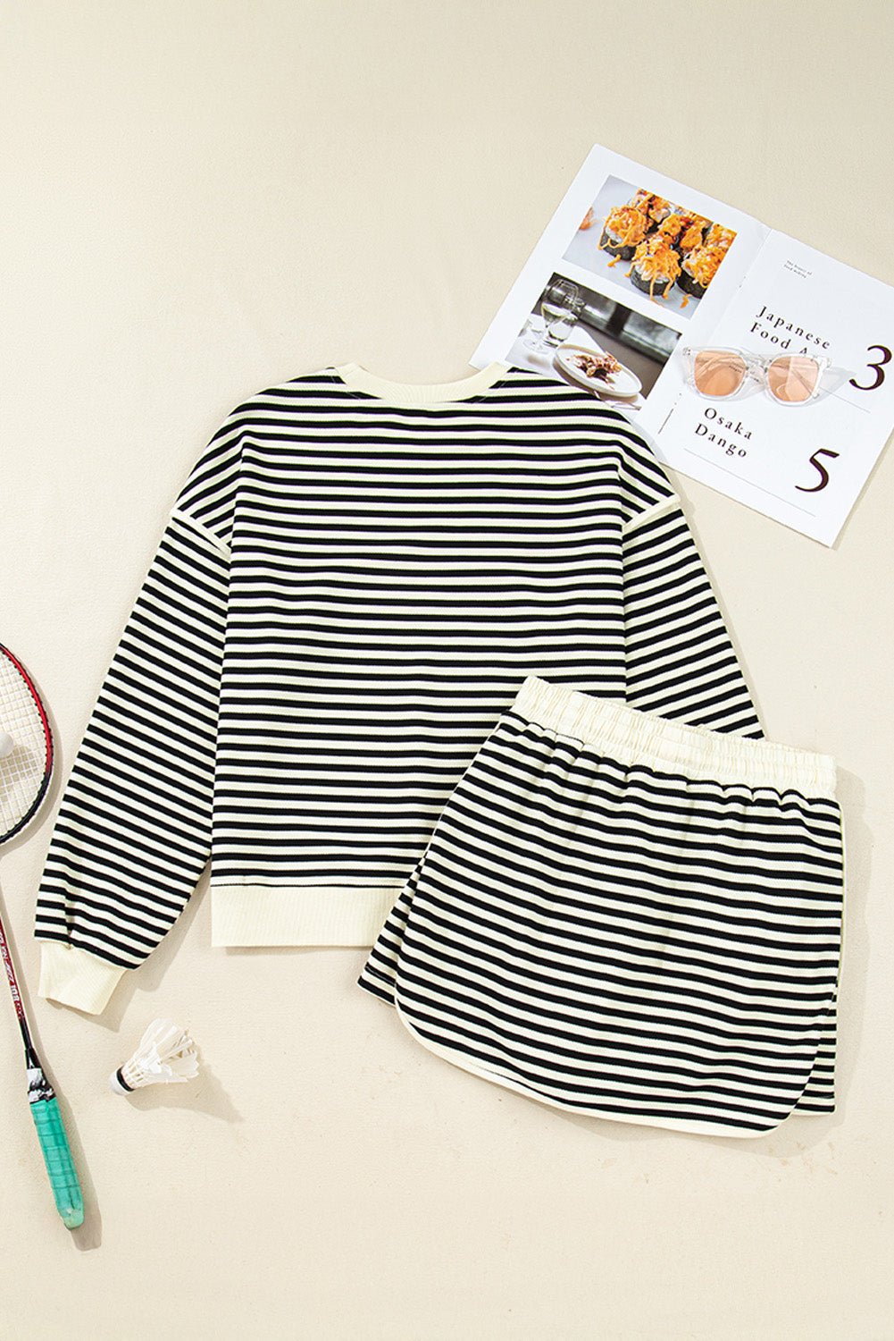 Stripe Textured Pullover Top and Mini Skirt Set - Rooted & Reckless Co.