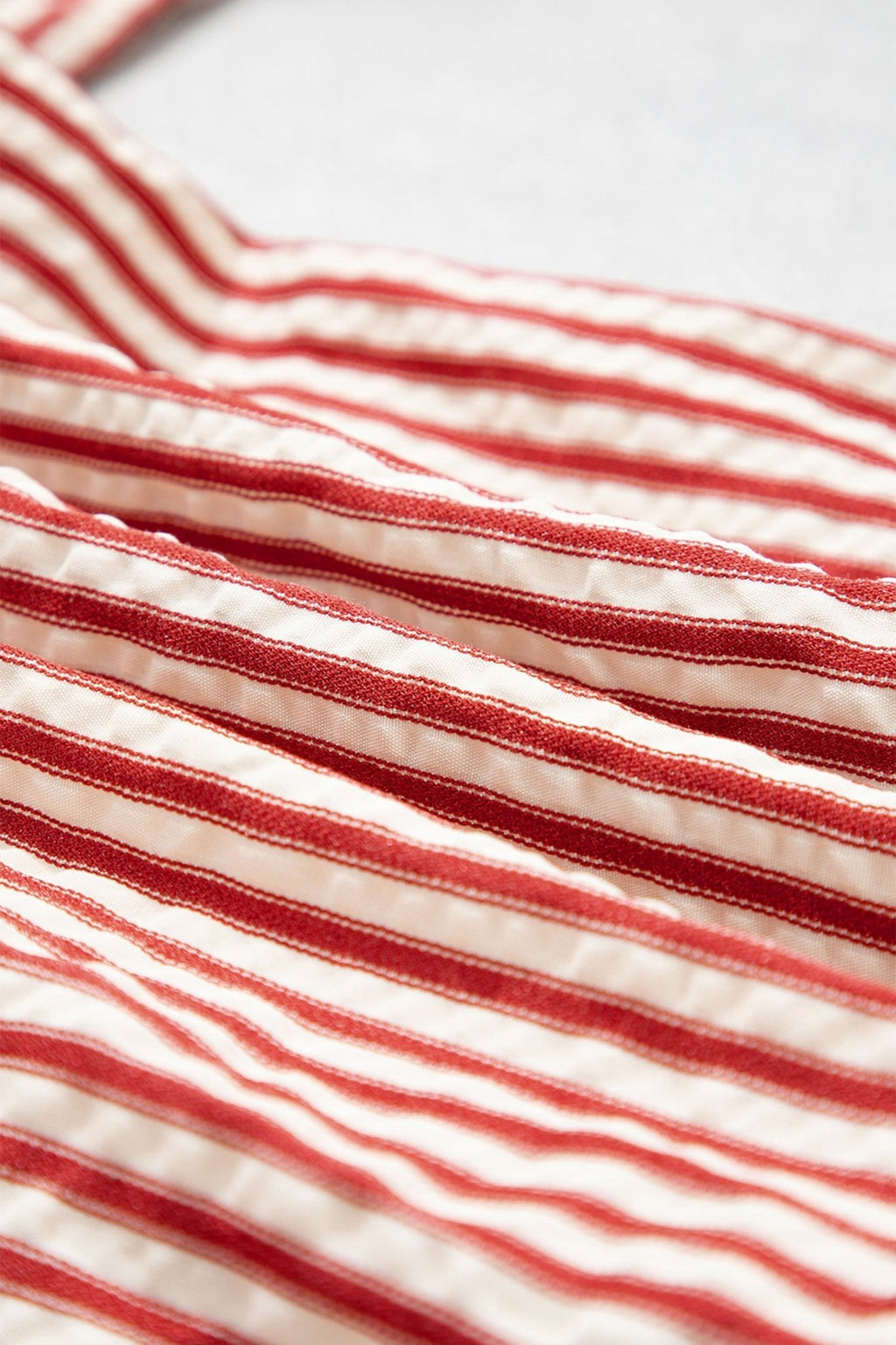 Stripe Textured Ruffle Trim Button-Up Long Sleeve Shirt - Rooted & Reckless Co.