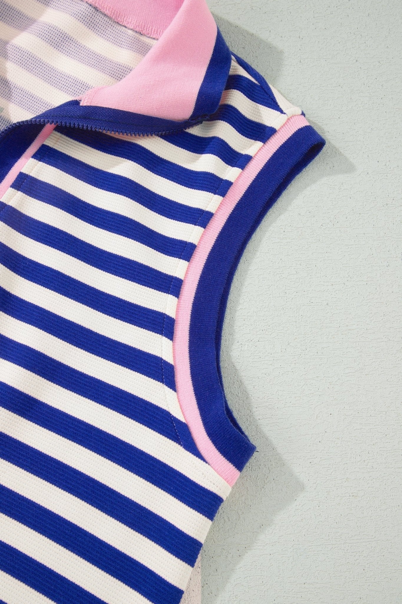 Stripe Textured Zip Collar Top & Skort Set - Rooted & Reckless Co.