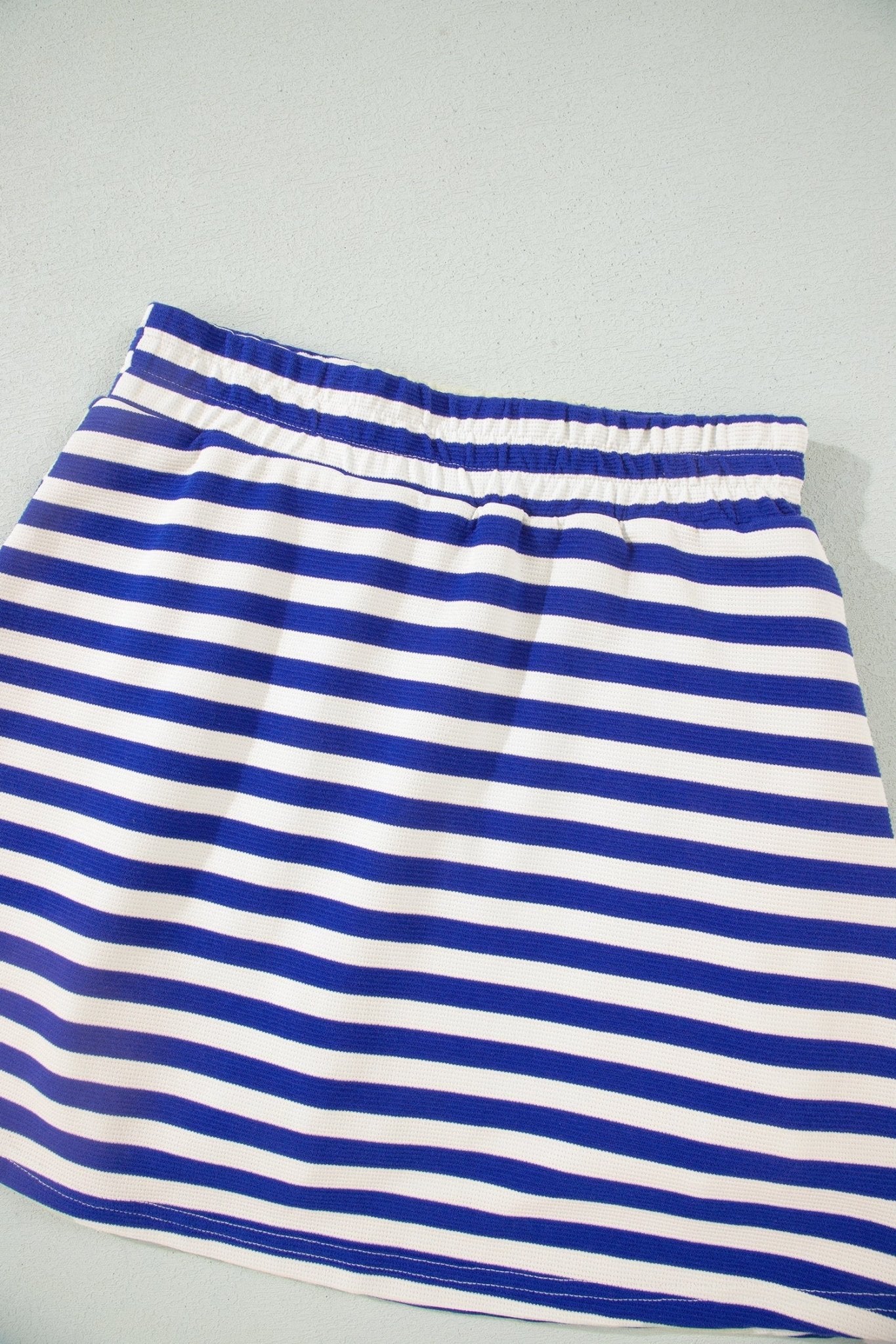 Stripe Textured Zip Collar Top & Skort Set - Rooted & Reckless Co.