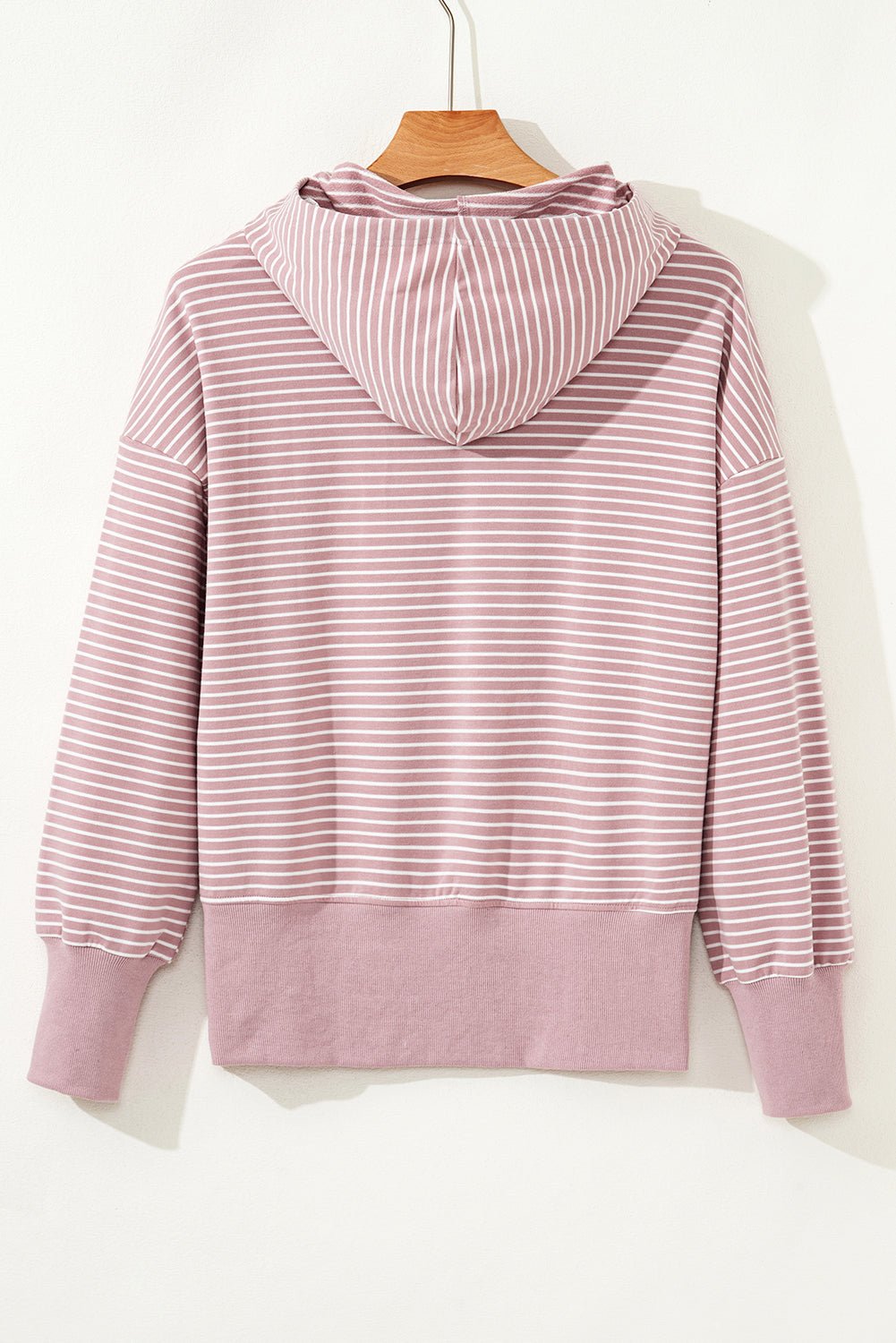 Stripe Thumbhole Sleeve Side Slit Drop Shoulder Hoodie - Rooted & Reckless Co.