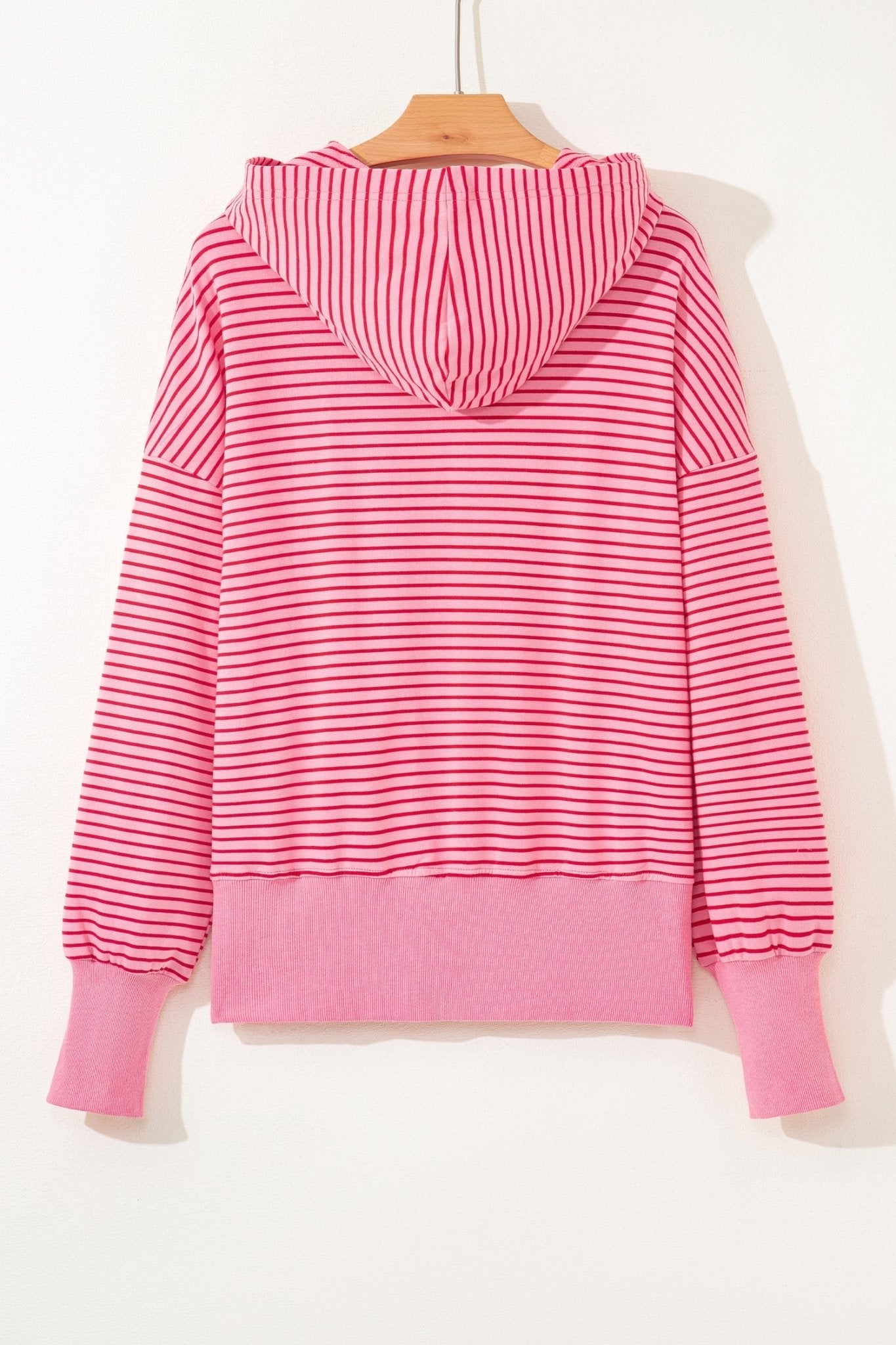 Stripe Thumbhole Sleeve Side Slit Drop Shoulder Hoodie - Rooted & Reckless Co.