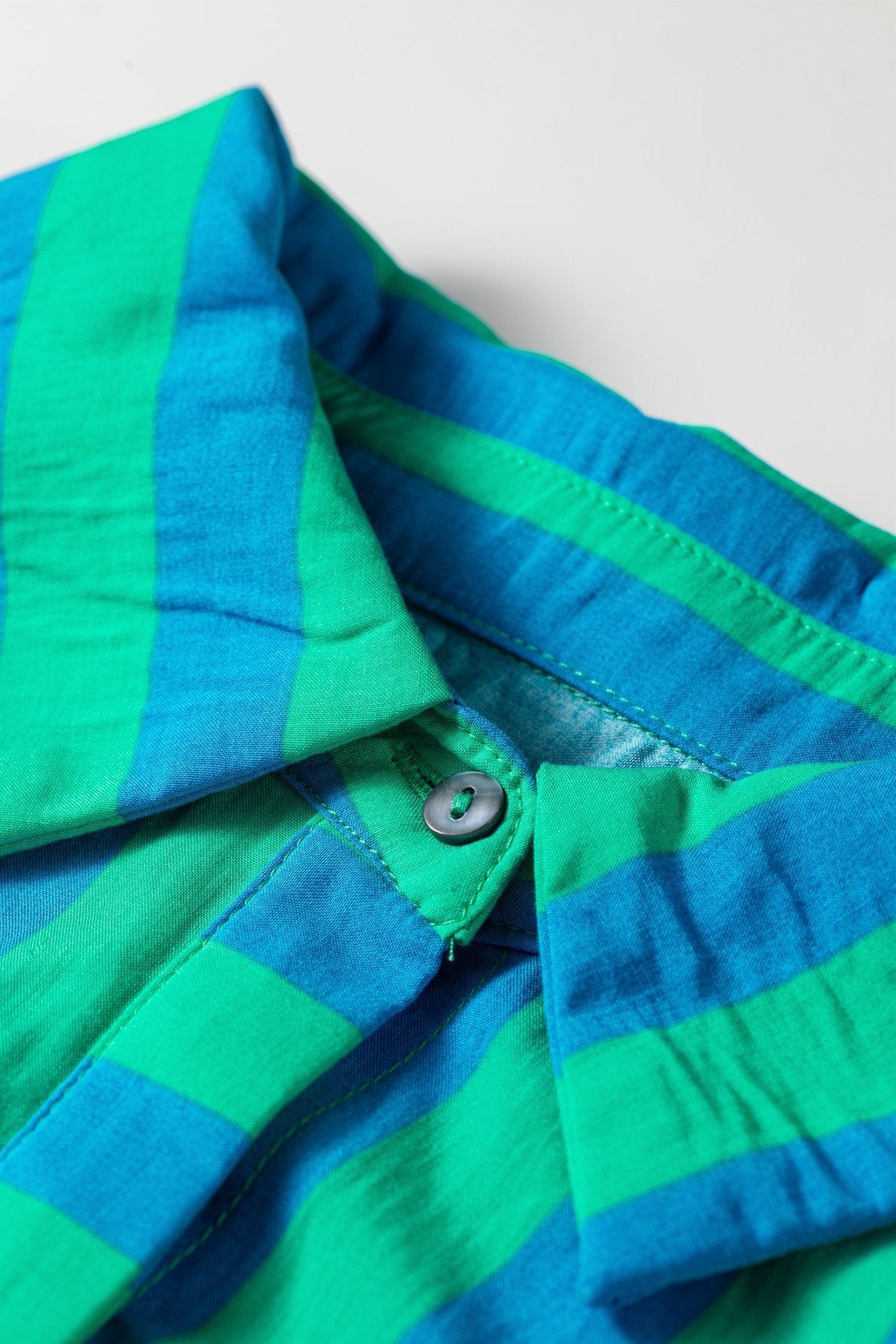 Stripe Tie Puff Sleeve Button Down Shirt - Rooted & Reckless Co.