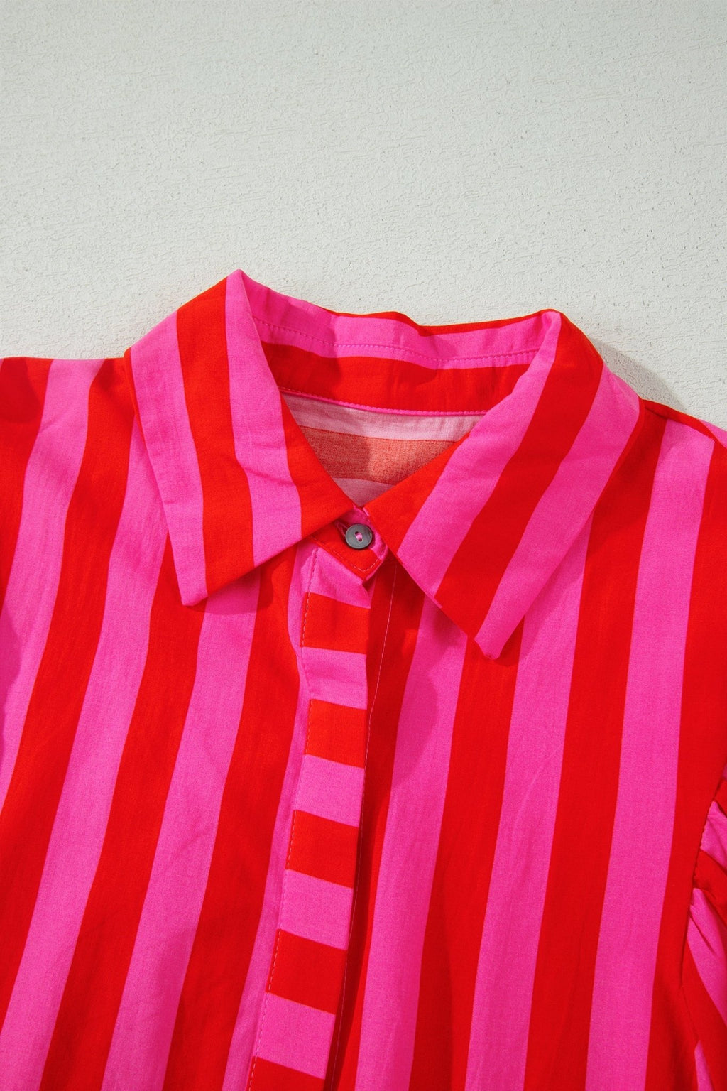 Stripe Tie Puff Sleeve Button Down Shirt - Rooted & Reckless Co.