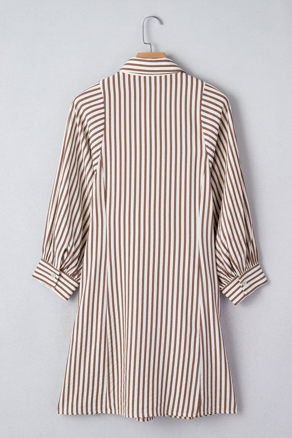 Stripe Tie Waist Puff Sleeve Mini Shirt Dress - Rooted & Reckless Co.