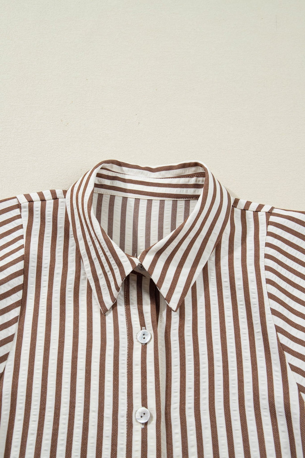 Stripe Tie Waist Puff Sleeve Mini Shirt Dress - Rooted & Reckless Co.