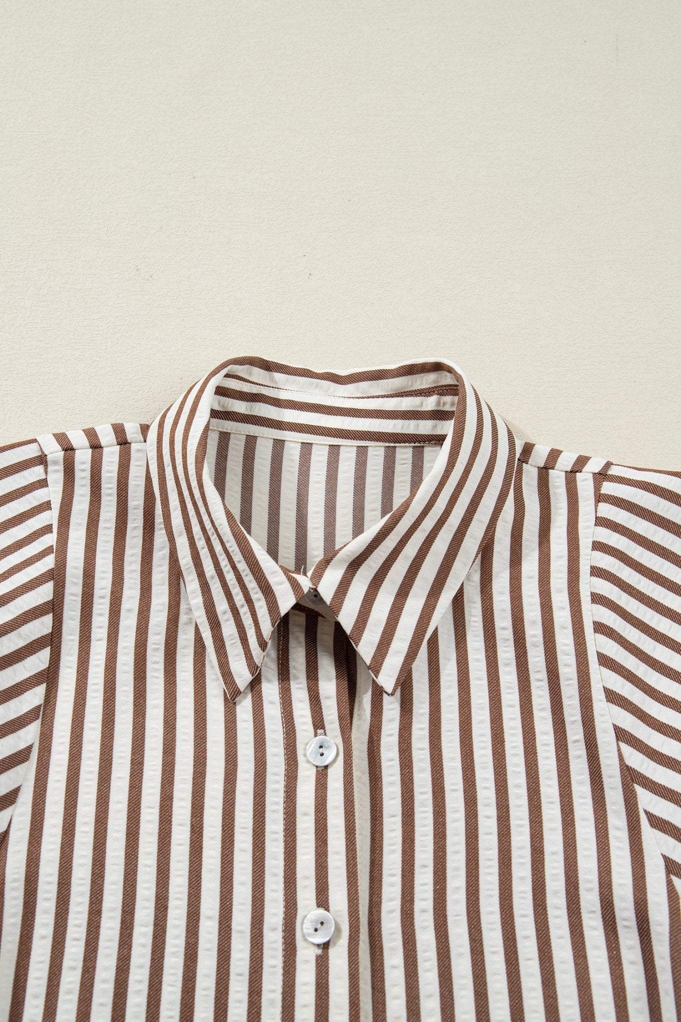 Stripe Tie Waist Puff Sleeve Mini Shirt Dress - Rooted & Reckless Co.