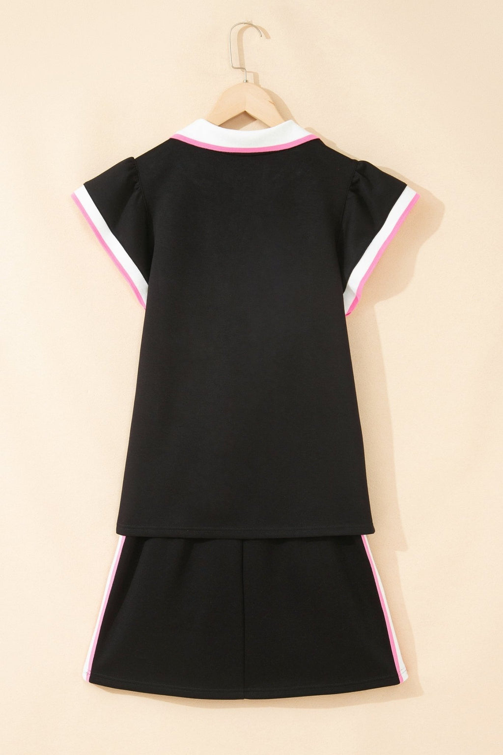 Stripe Trim Polo Tee & Drawstring Skirt Set - Rooted & Reckless Co.