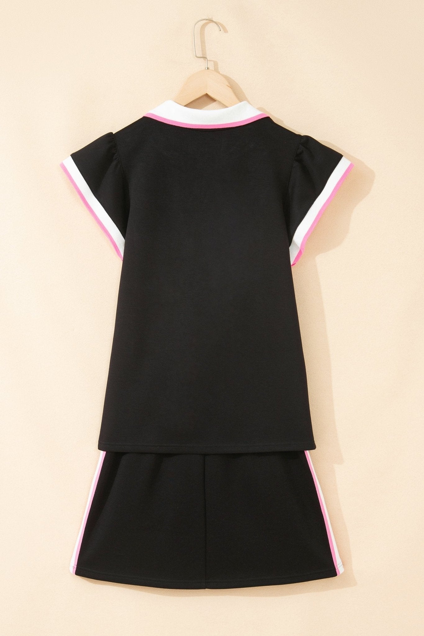 Stripe Trim Polo Tee & Drawstring Skirt Set - Rooted & Reckless Co.