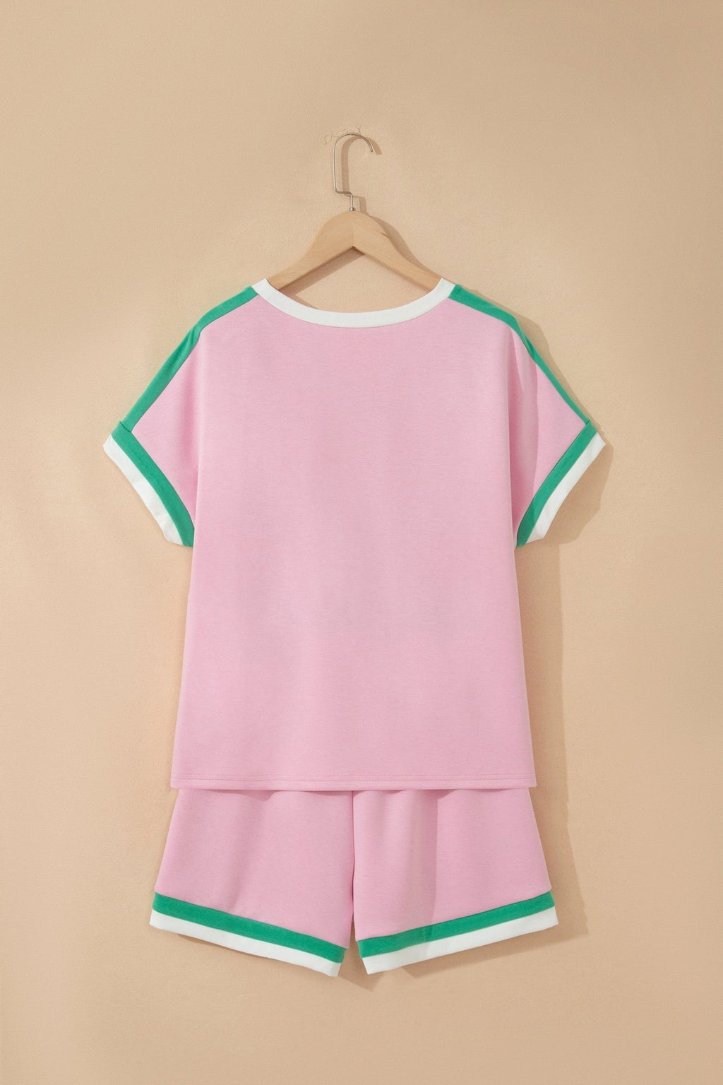 Stripe Trim T-Shirt & Drawstring Shorts Set - Rooted & Reckless Co.