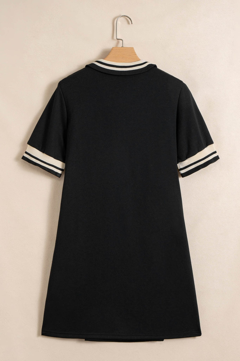 Stripe Trim Zipped Polo Collar Tee Dress - Rooted & Reckless Co.