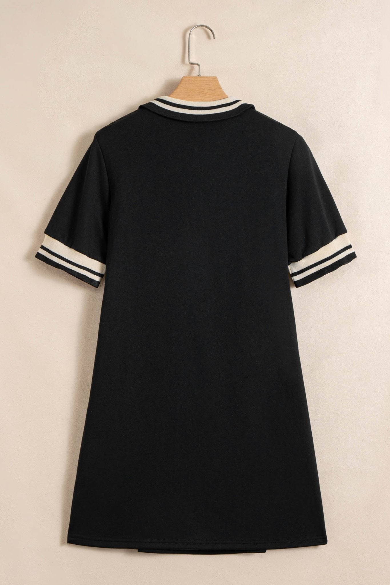 Stripe Trim Zipped Polo Collar Tee Dress - Rooted & Reckless Co.