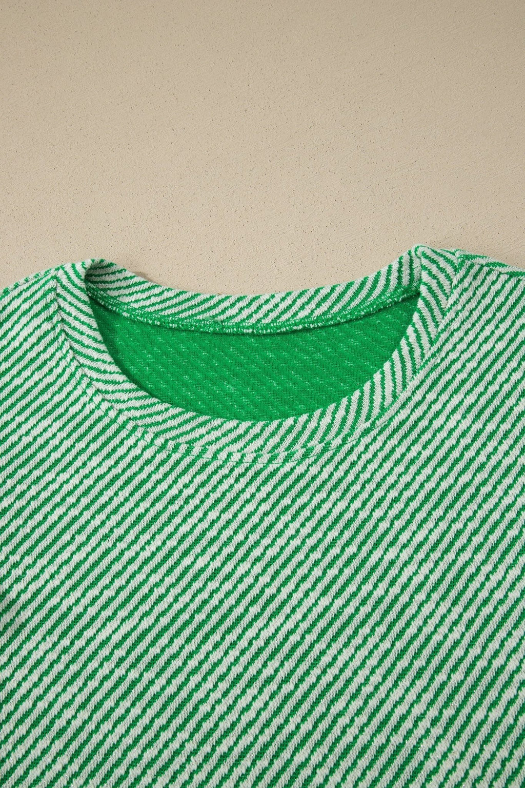 Stripe Twill Ruffle Lace Short Sleeve Blouse - Rooted & Reckless Co.