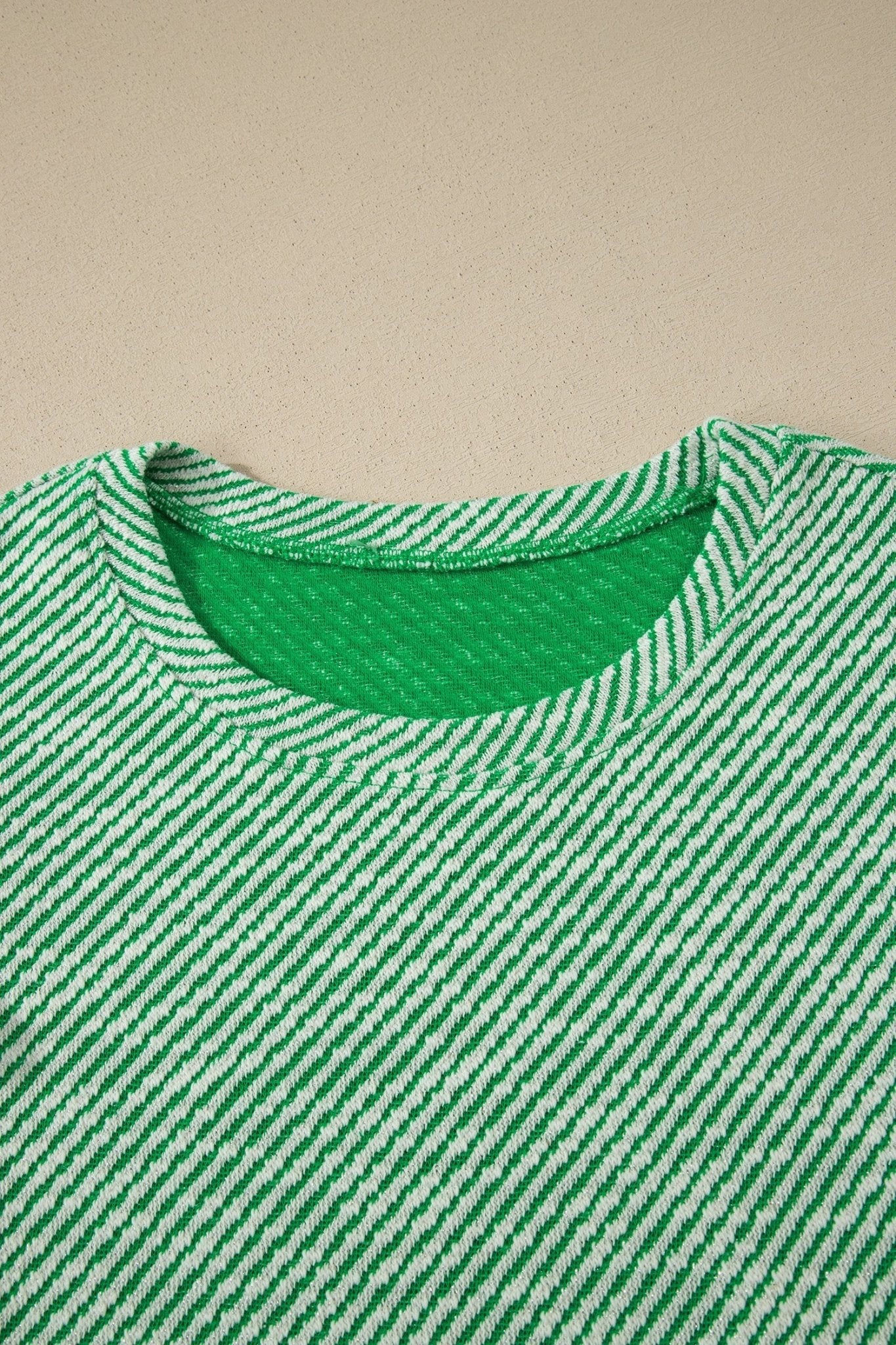 Stripe Twill Ruffle Lace Short Sleeve Blouse - Rooted & Reckless Co.