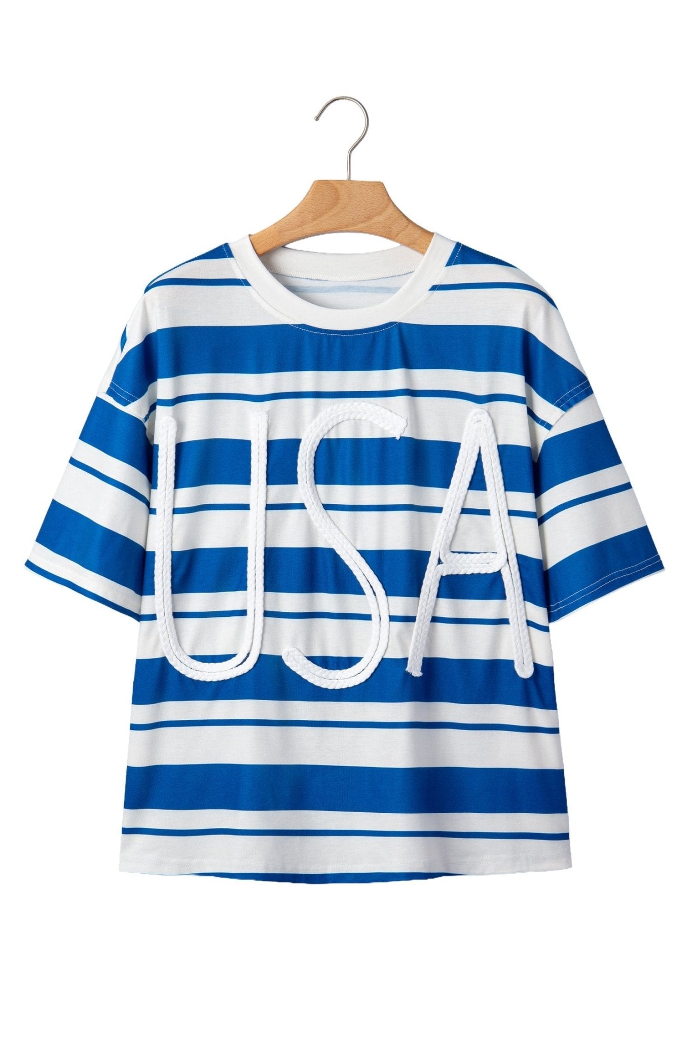 Stripe USA Graphic Drop Shoulder Short Sleeve T-Shirt - Rooted & Reckless Co.