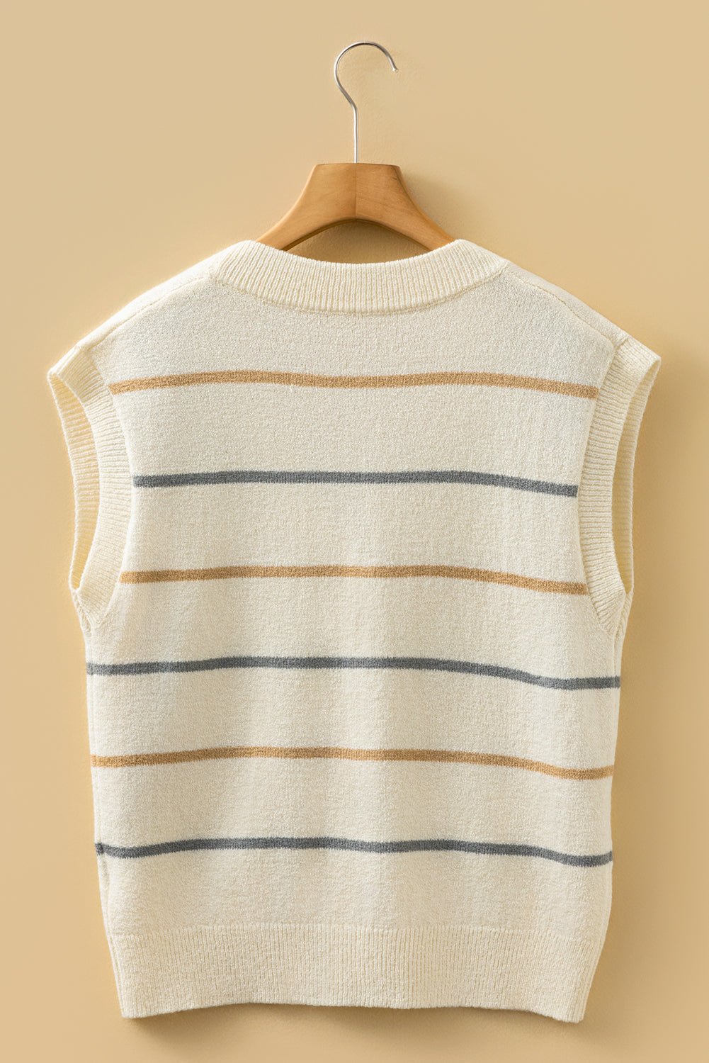 Stripe V-Neck Buttoned Sweater Vest - Rooted & Reckless Co.