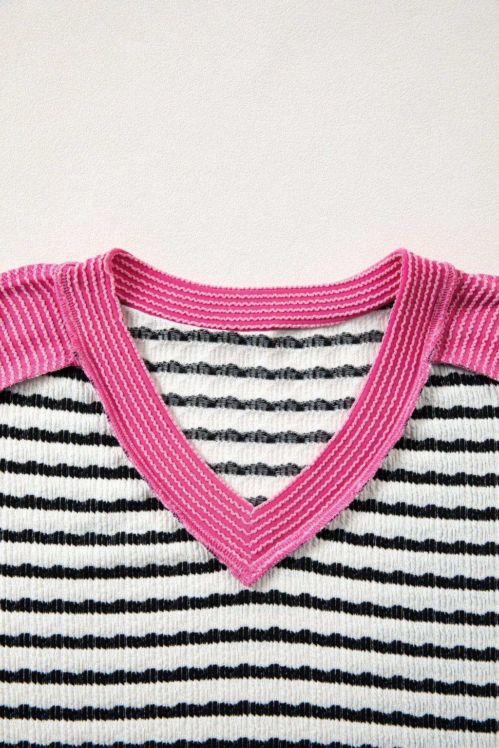 Stripe V-Neck Corded Knit Long Sleeve Top - Rooted & Reckless Co.