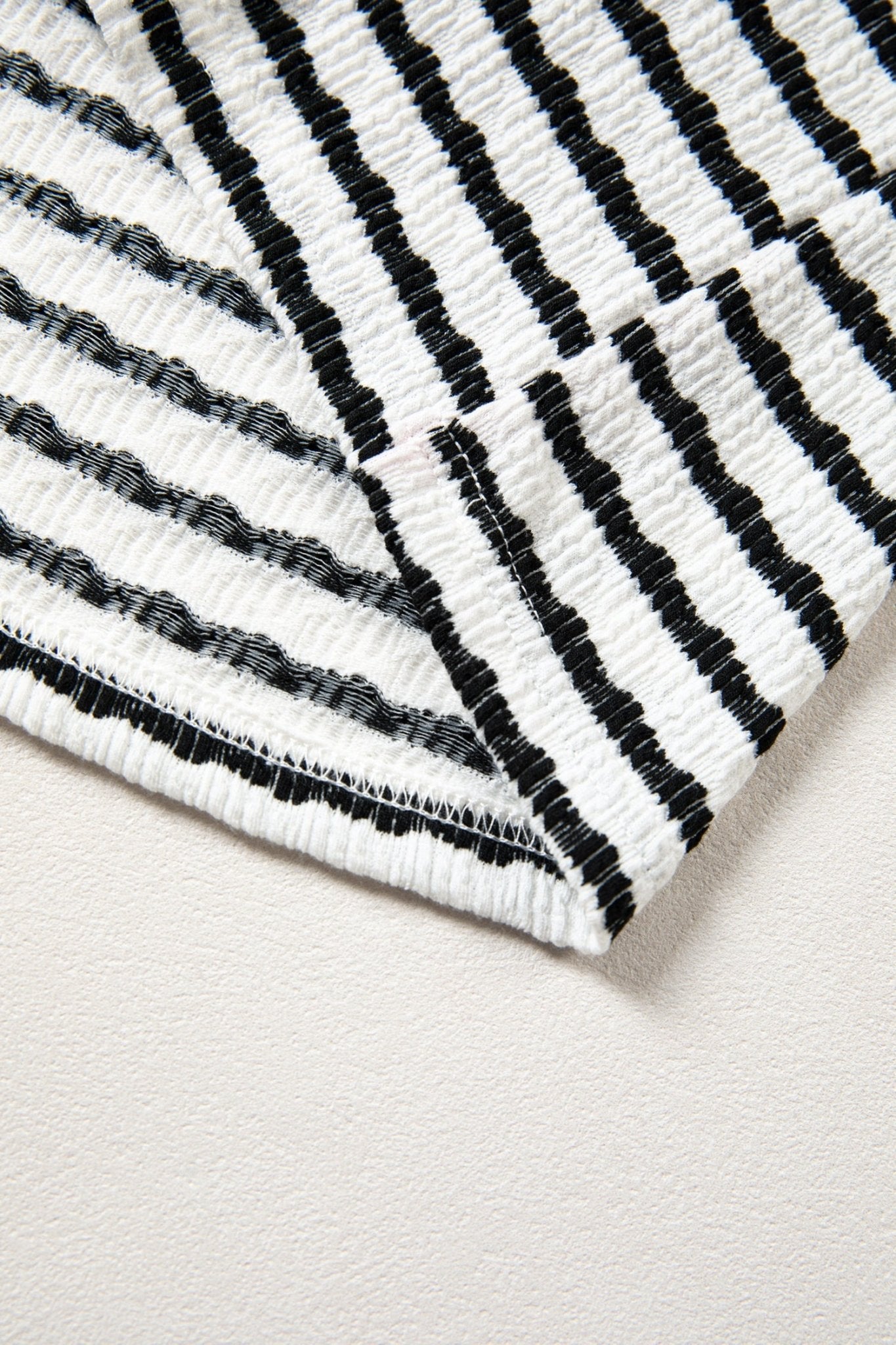 Stripe V-Neck Corded Knit Long Sleeve Top - Rooted & Reckless Co.