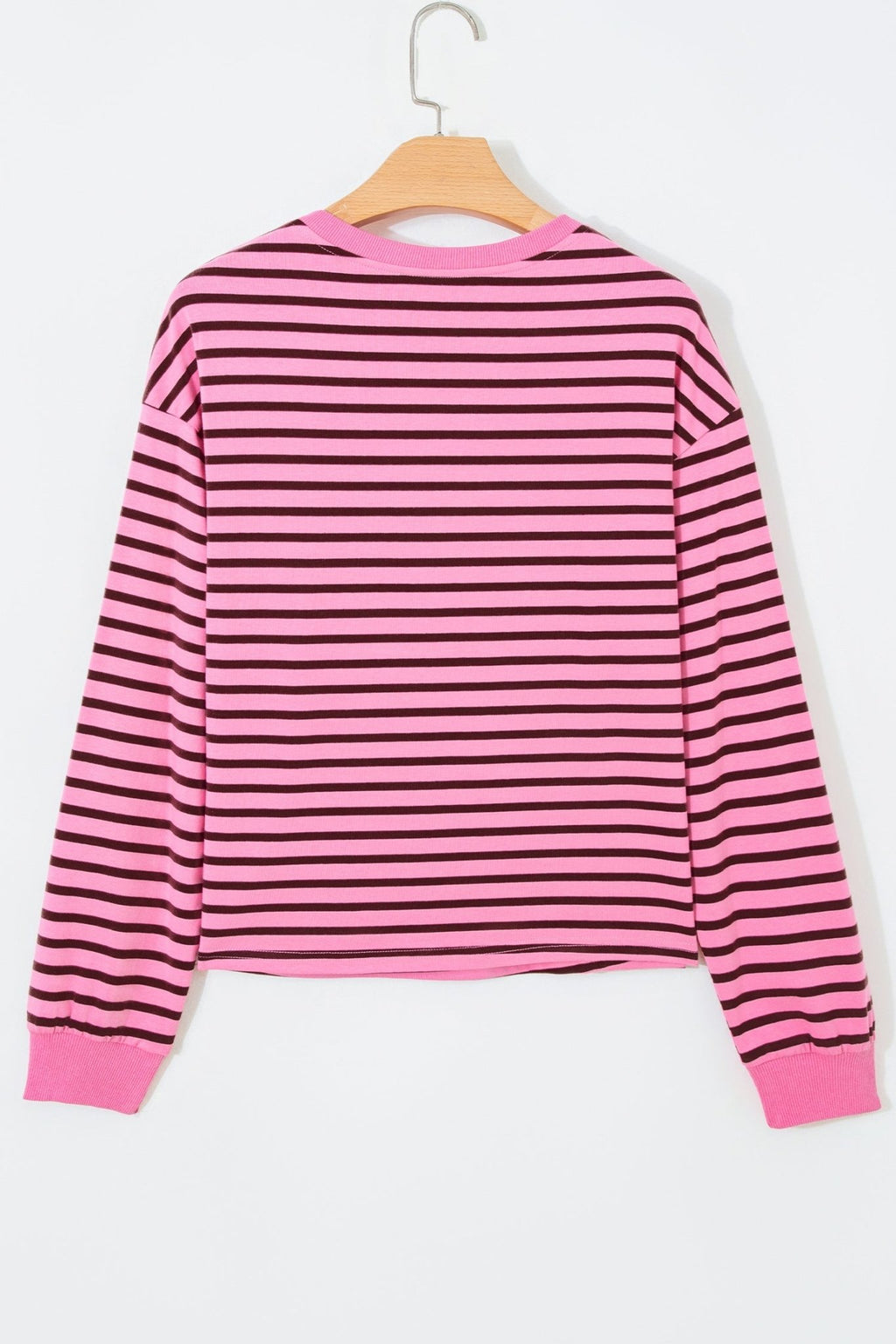 Stripe V-Neck Drop Shoulder Long Sleeve Top - Rooted & Reckless Co.