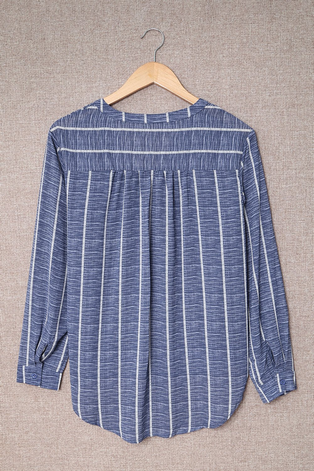 Stripe V-Neck Long Sleeve Blouse - Rooted & Reckless Co.