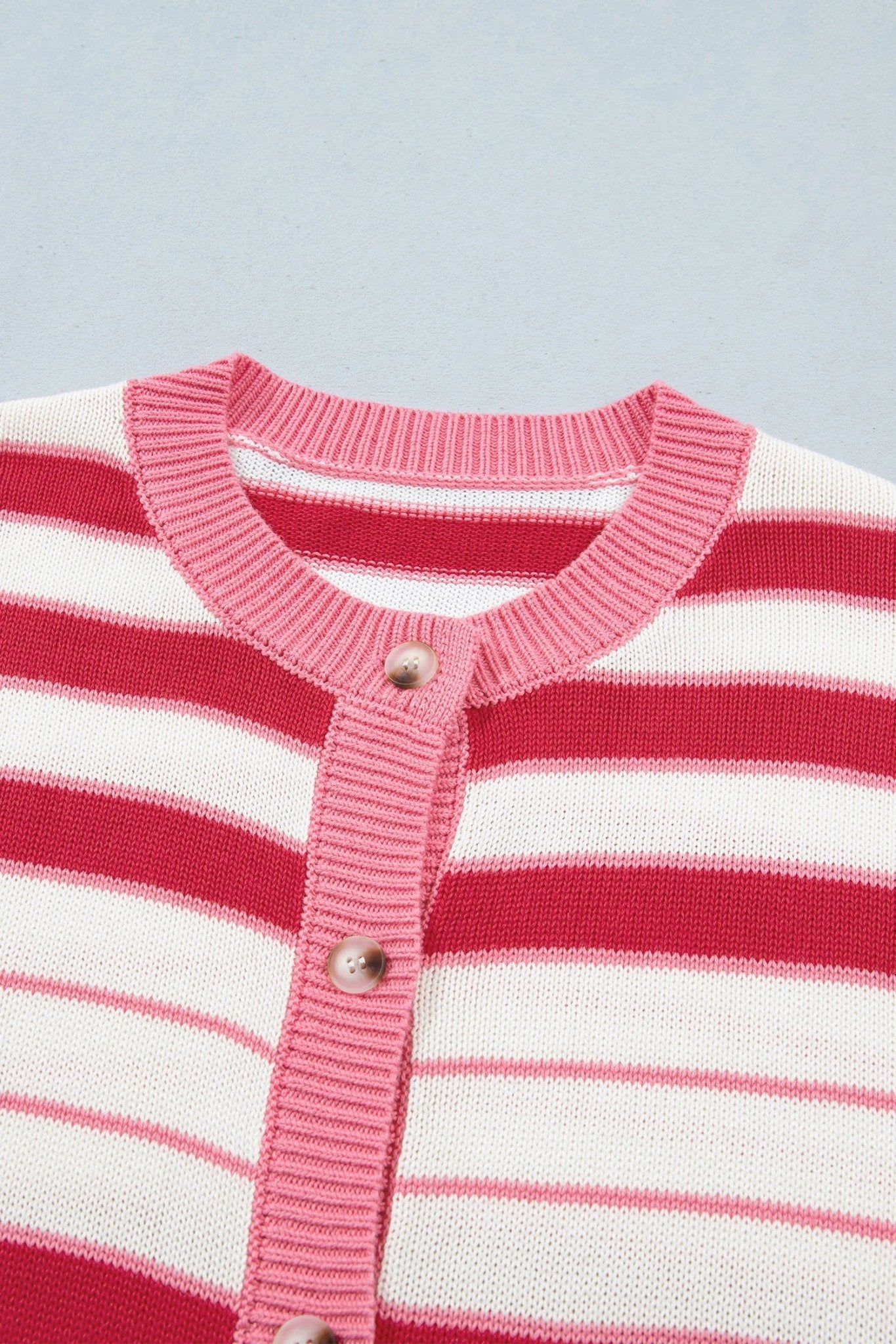 Stripe V-Neck Long Sleeve Button Front Cardigan - Rooted & Reckless Co.