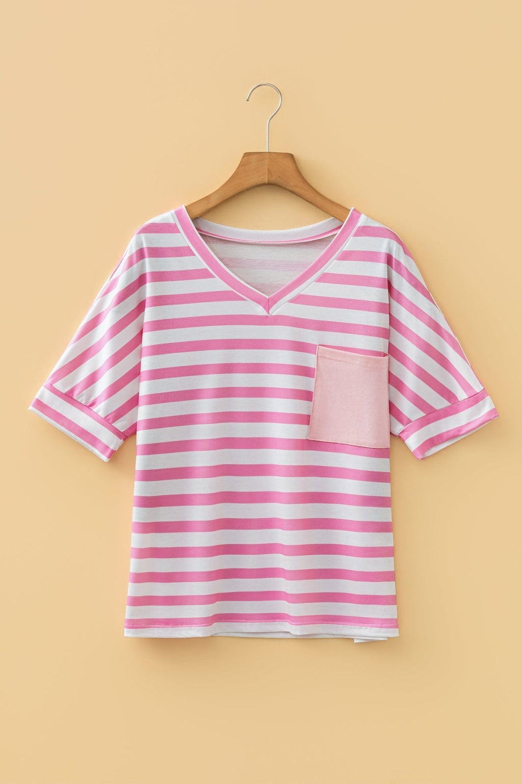 Stripe V-Neck Patch Pocket T-Shirt - Rooted & Reckless Co.
