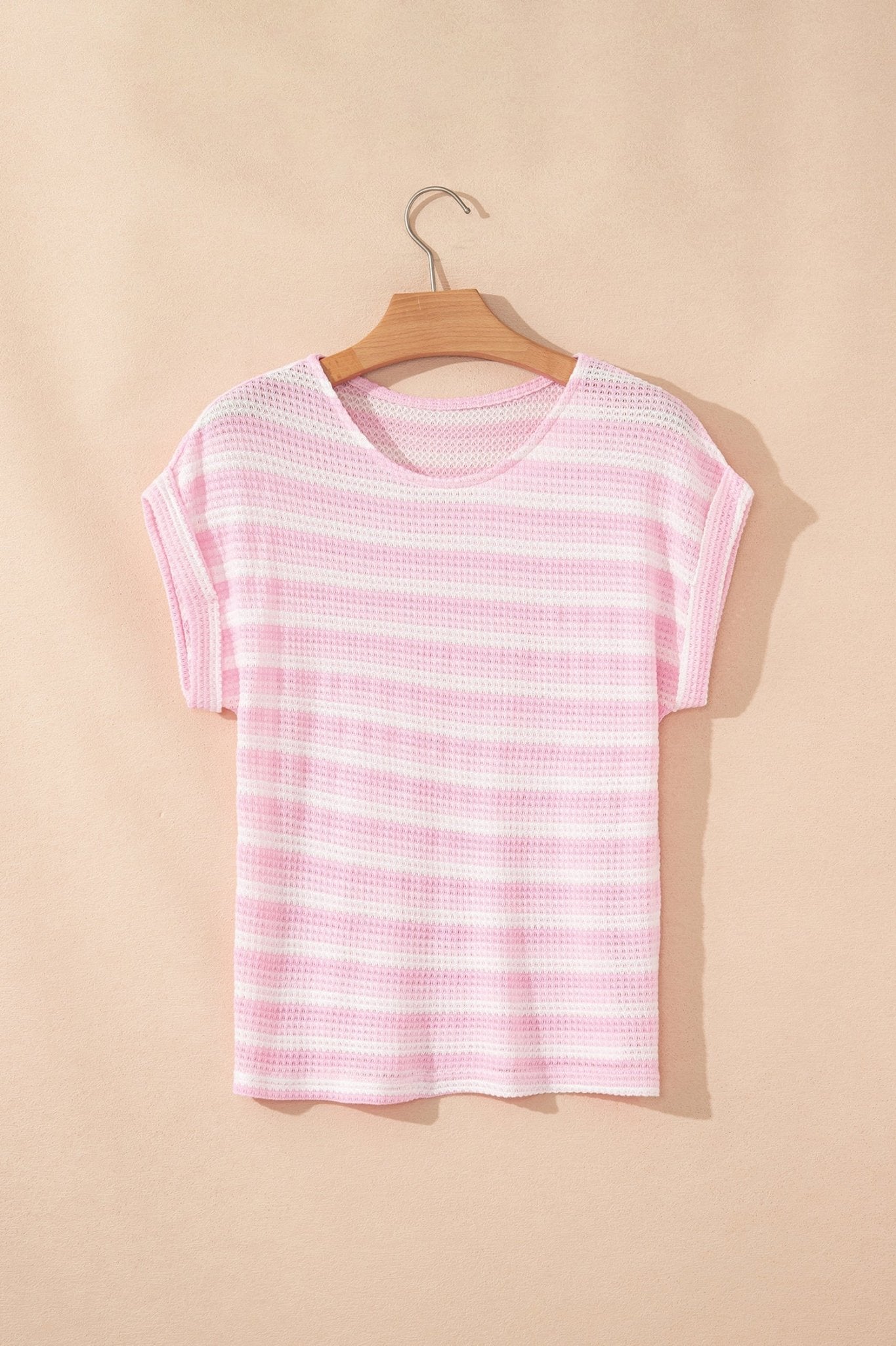 Stripe Waffle Knit Short Sleeve T-Shirt - Rooted & Reckless Co.