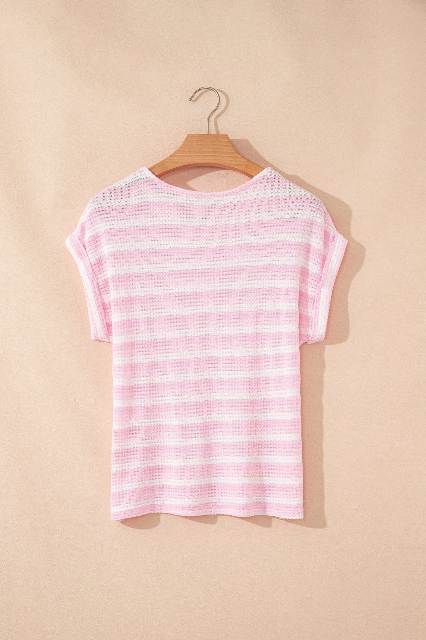 Stripe Waffle Knit Short Sleeve T-Shirt - Rooted & Reckless Co.