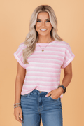 Stripe Waffle Knit Short Sleeve T-Shirt - Rooted & Reckless Co.