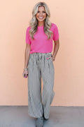 Stripe Wide Leg Elastic Drawstring Pants - Rooted & Reckless Co.