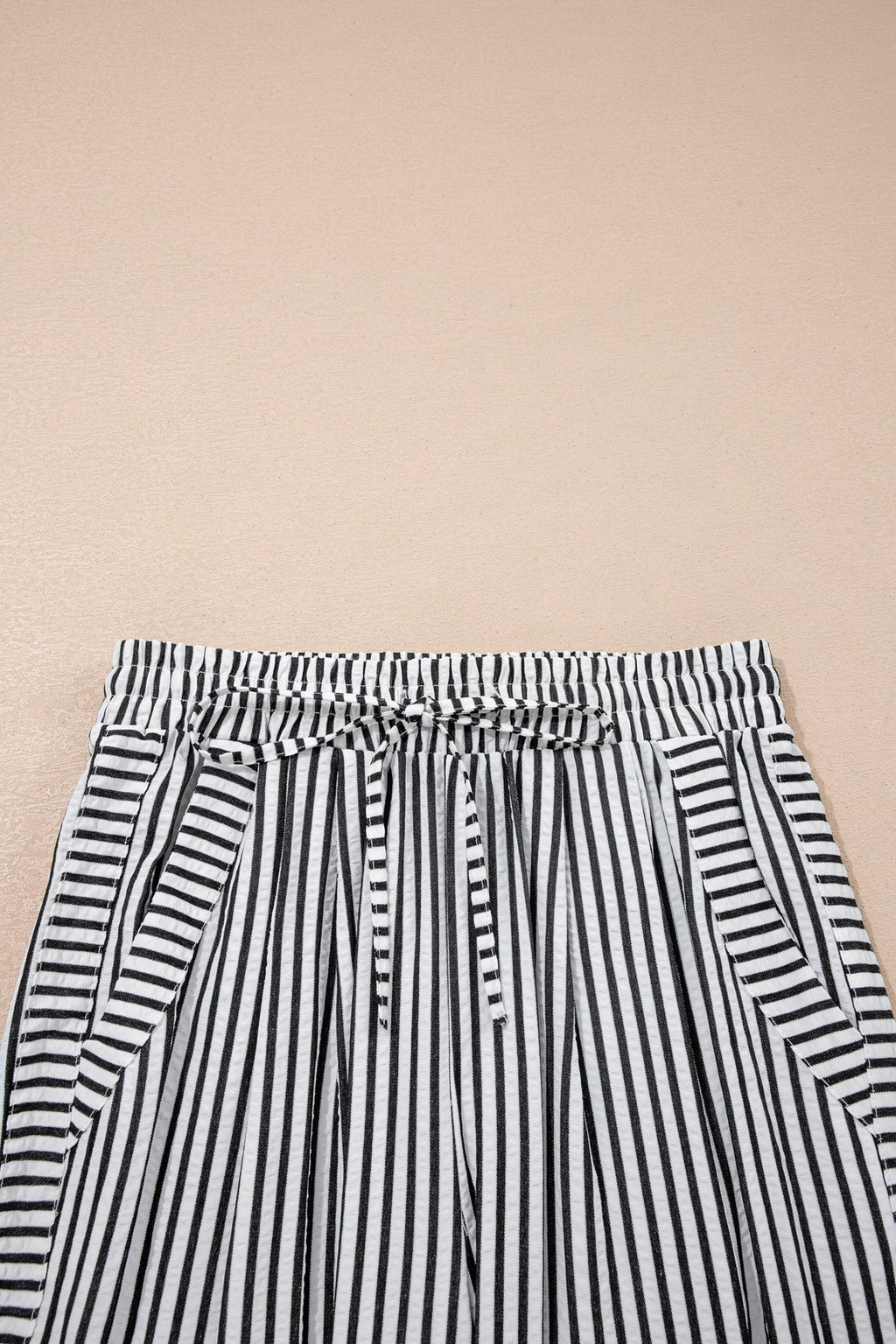 Stripe Wide Leg Elastic Drawstring Pants - Rooted & Reckless Co.