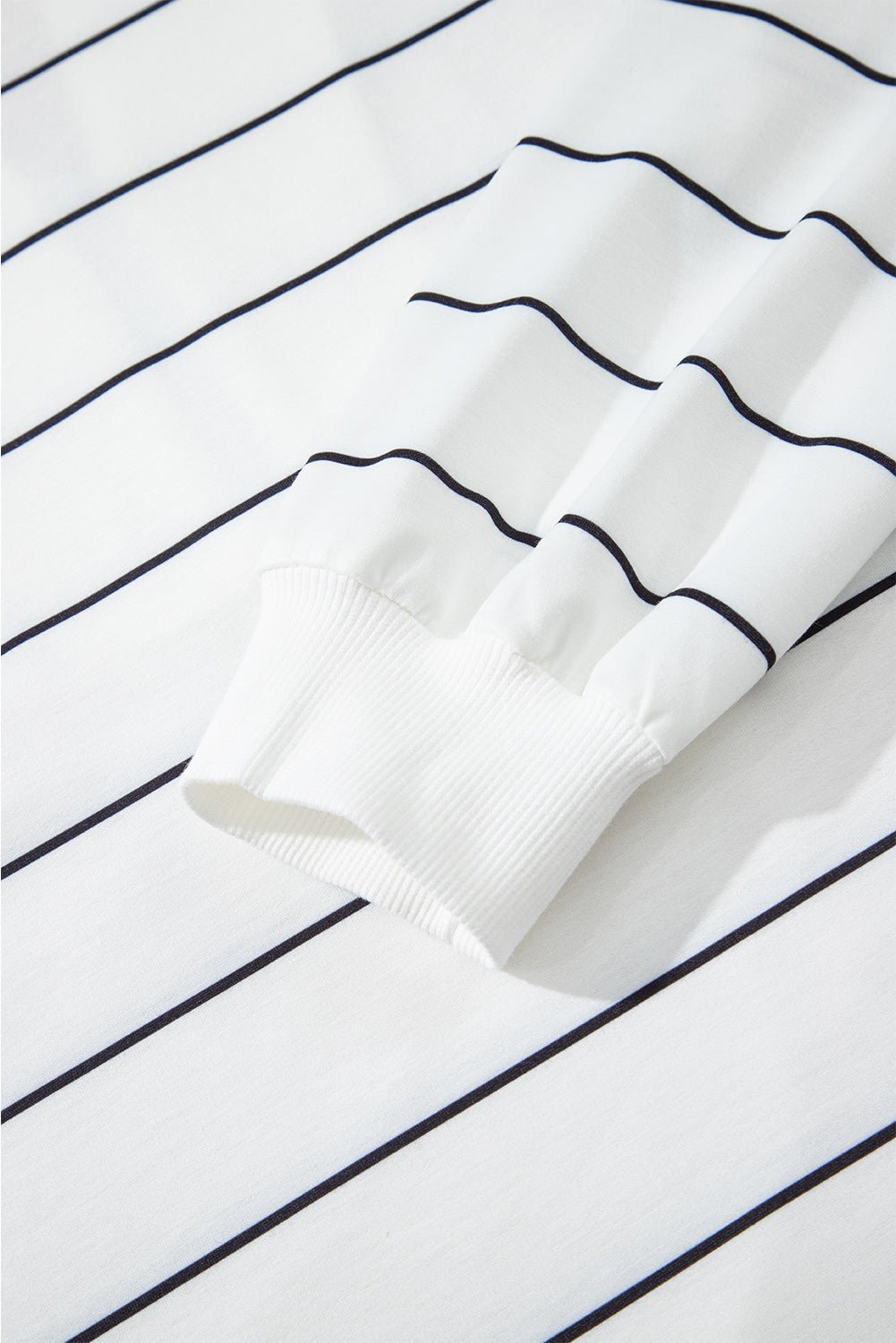 Stripe Zipped V-Neck Long Sleeve Top - Rooted & Reckless Co.