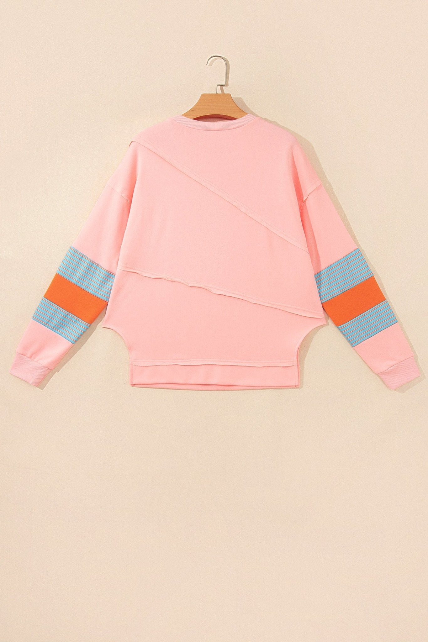 Striped Colorblock Patchwork Long Sleeve Blouse - Rooted & Reckless Co.
