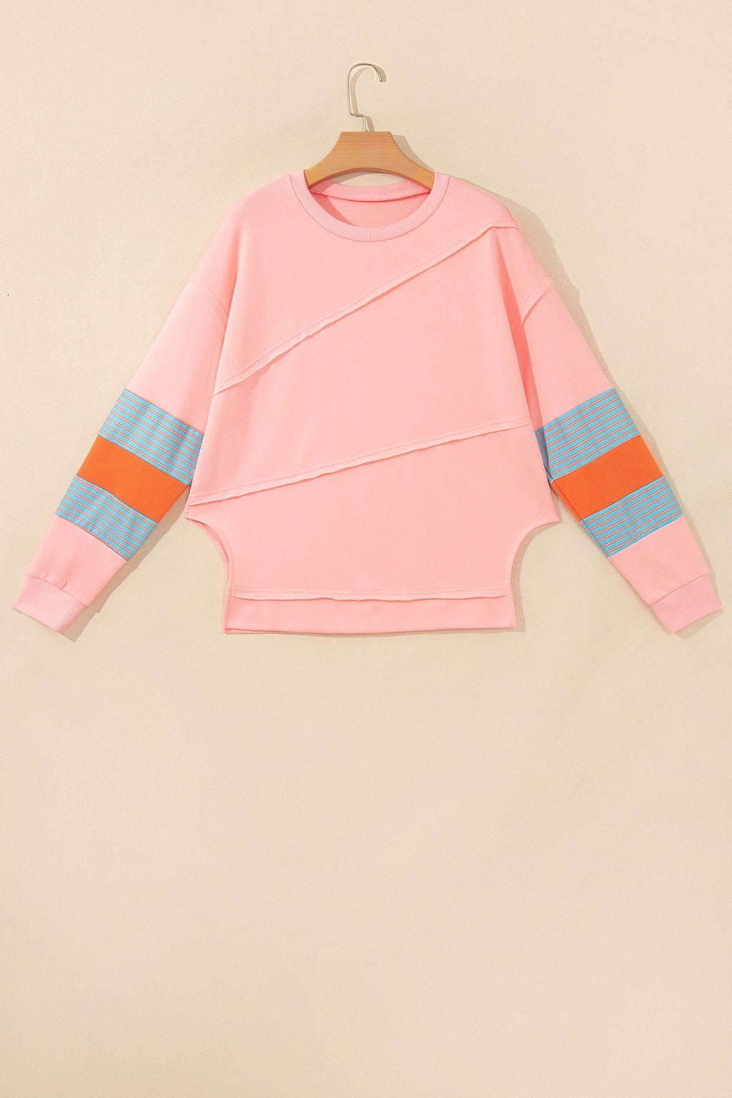 Striped Colorblock Patchwork Long Sleeve Blouse - Rooted & Reckless Co.