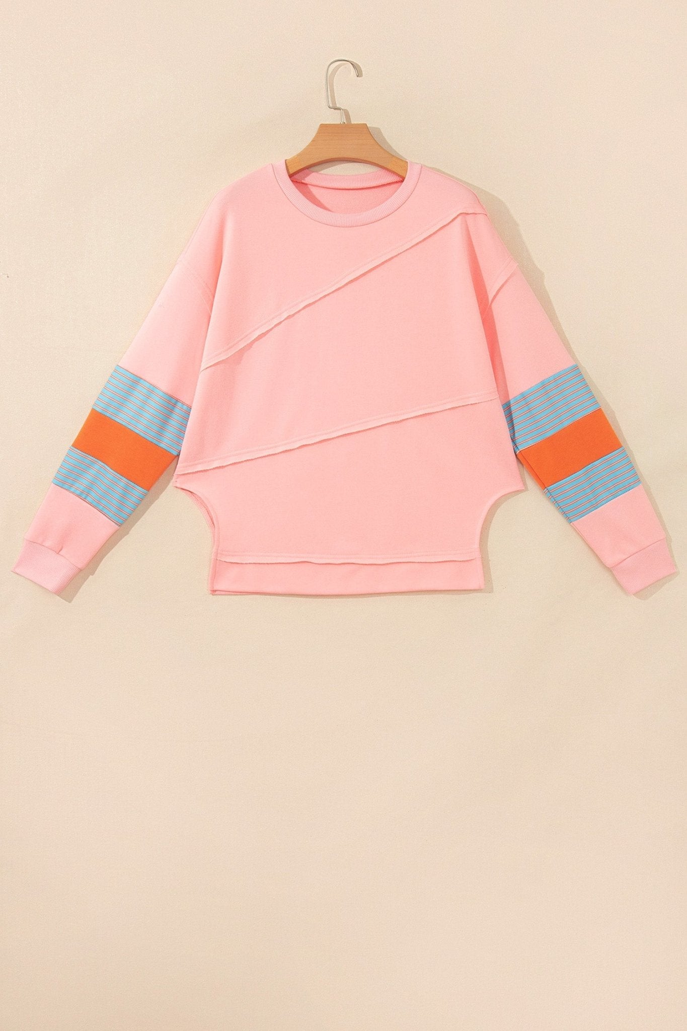 Striped Colorblock Patchwork Long Sleeve Blouse - Rooted & Reckless Co.