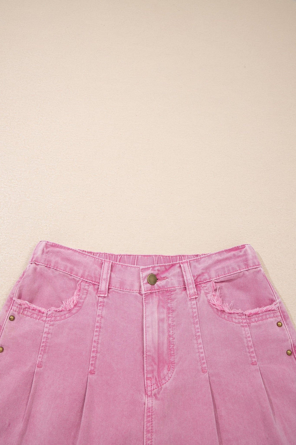 Studded Side Split Hem Wide Leg Jeans - Rooted & Reckless Co.