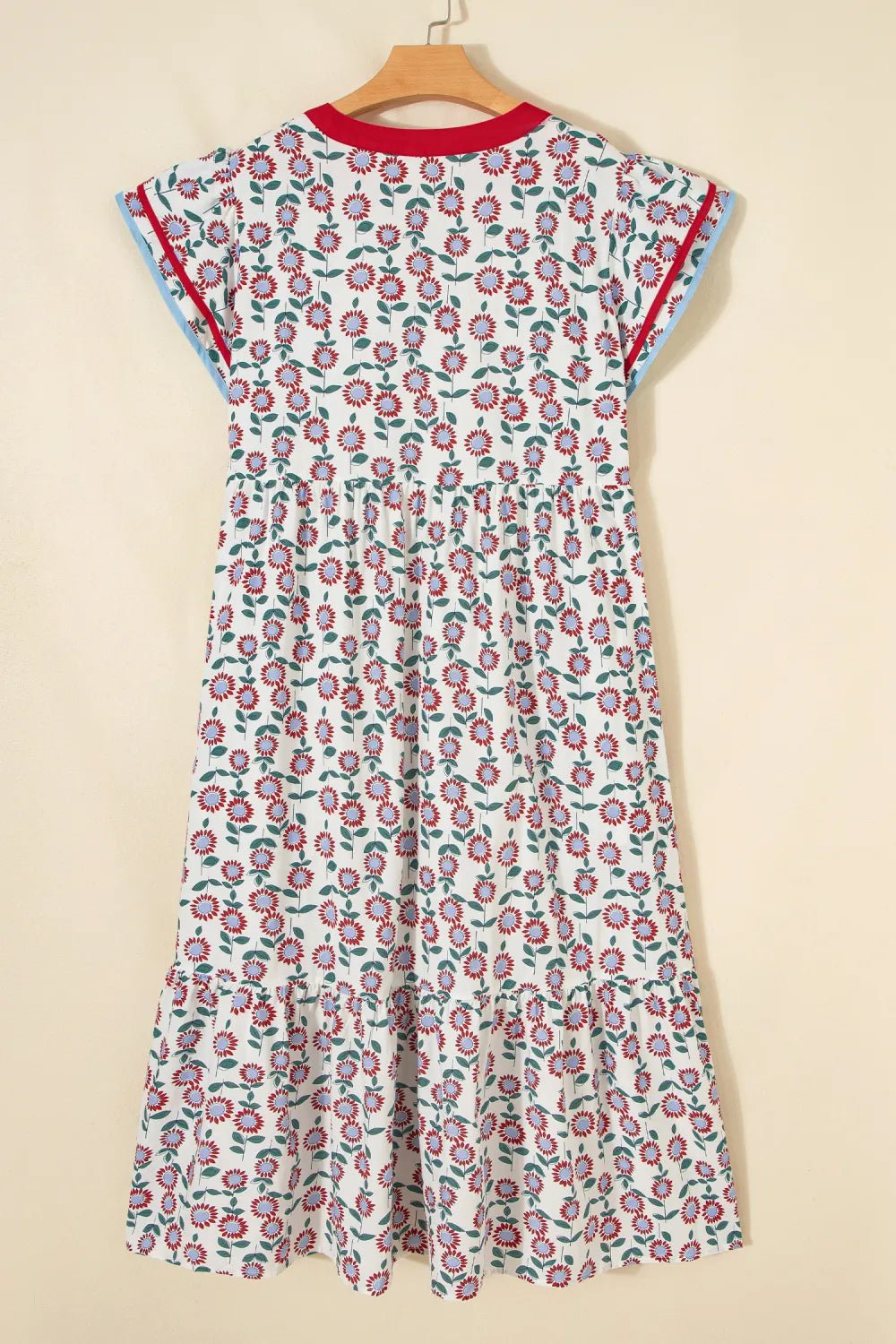 Sunflower Stripe Patchwork Flutter Sleeve Midi Dress - Rooted & Reckless Co.