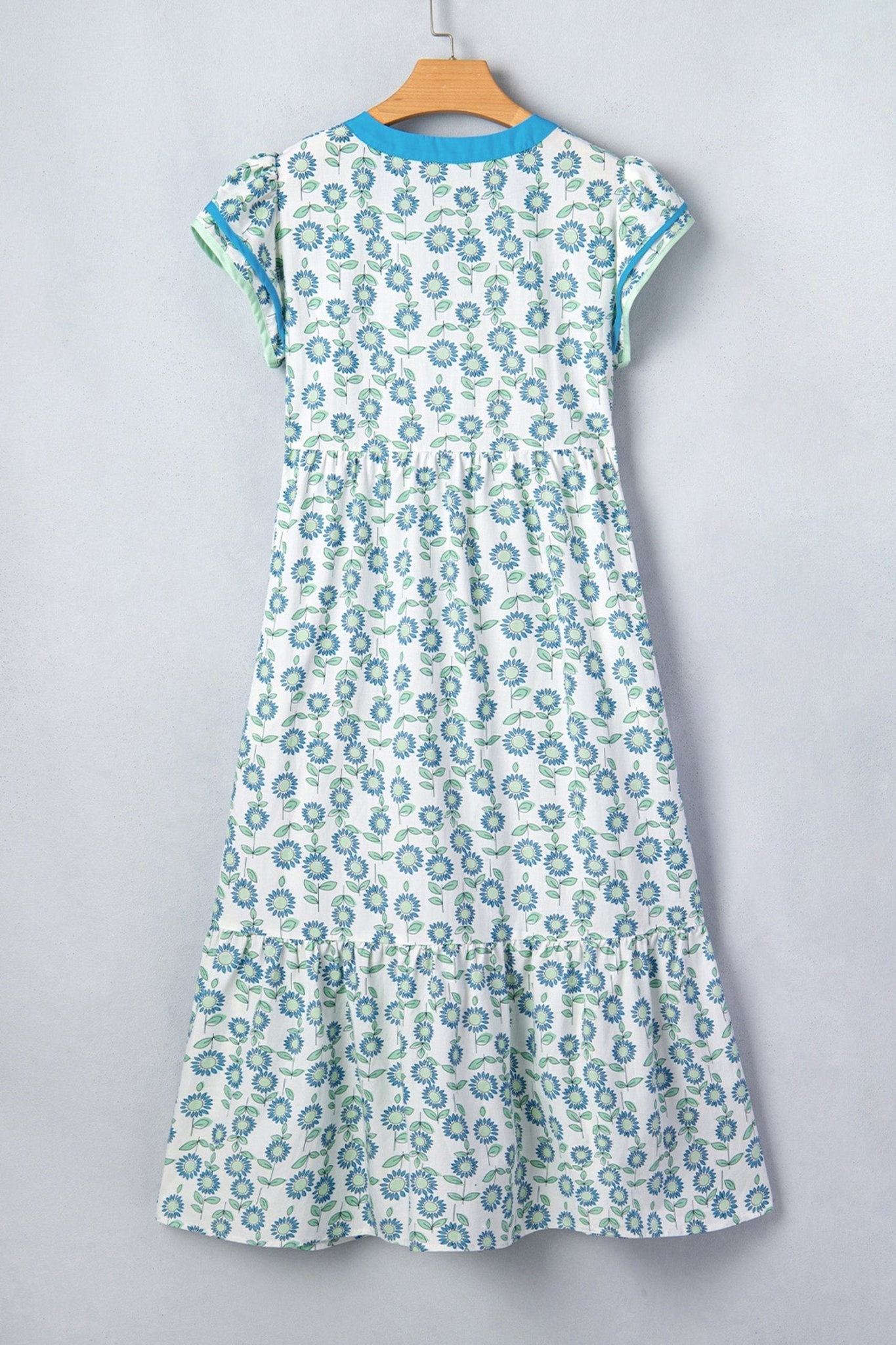 Sunflower Stripe Patchwork Flutter Sleeve Midi Dress - Rooted & Reckless Co.