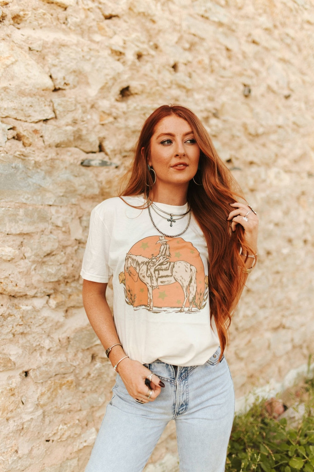 Sunset Cowgirl Rider Graphic Tee - Rooted & Reckless Co.