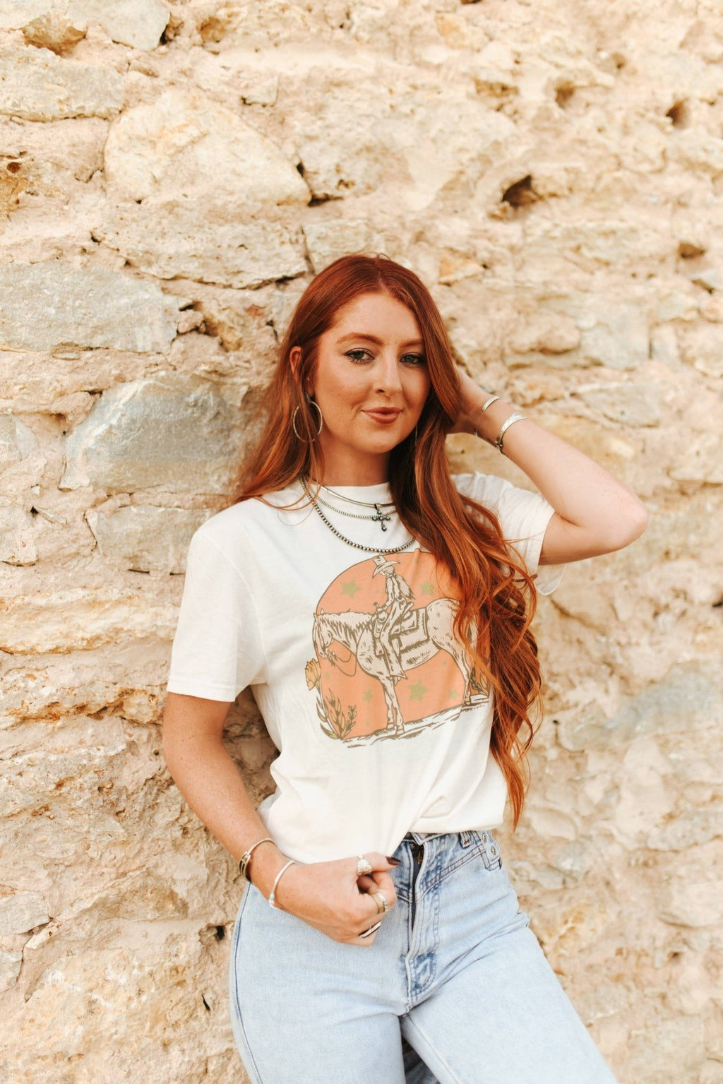 Sunset Cowgirl Rider Graphic Tee - Rooted & Reckless Co.